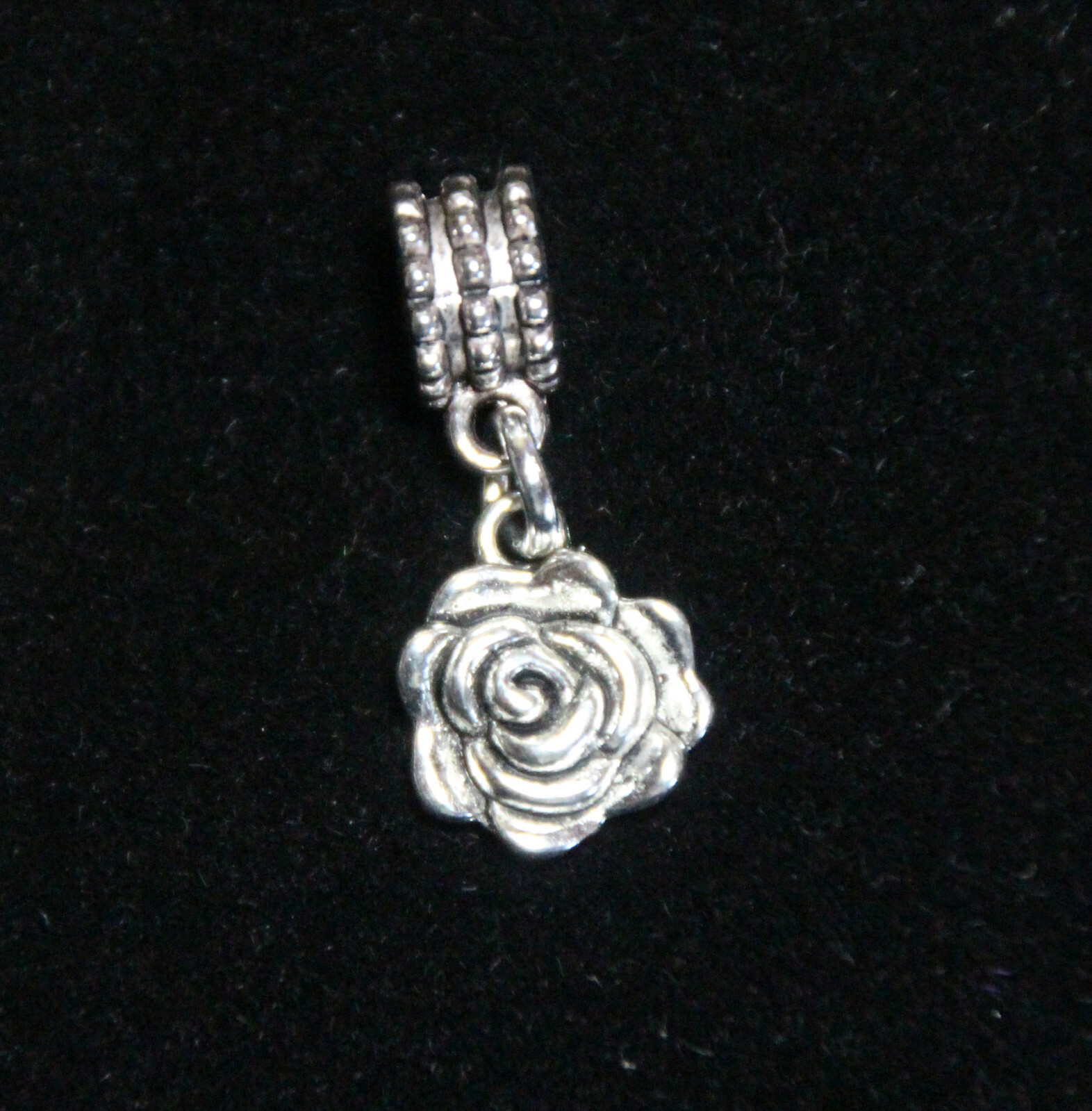 Rose Charms Clip On Lobster Claw Clasp, Side Slider Charms Flower