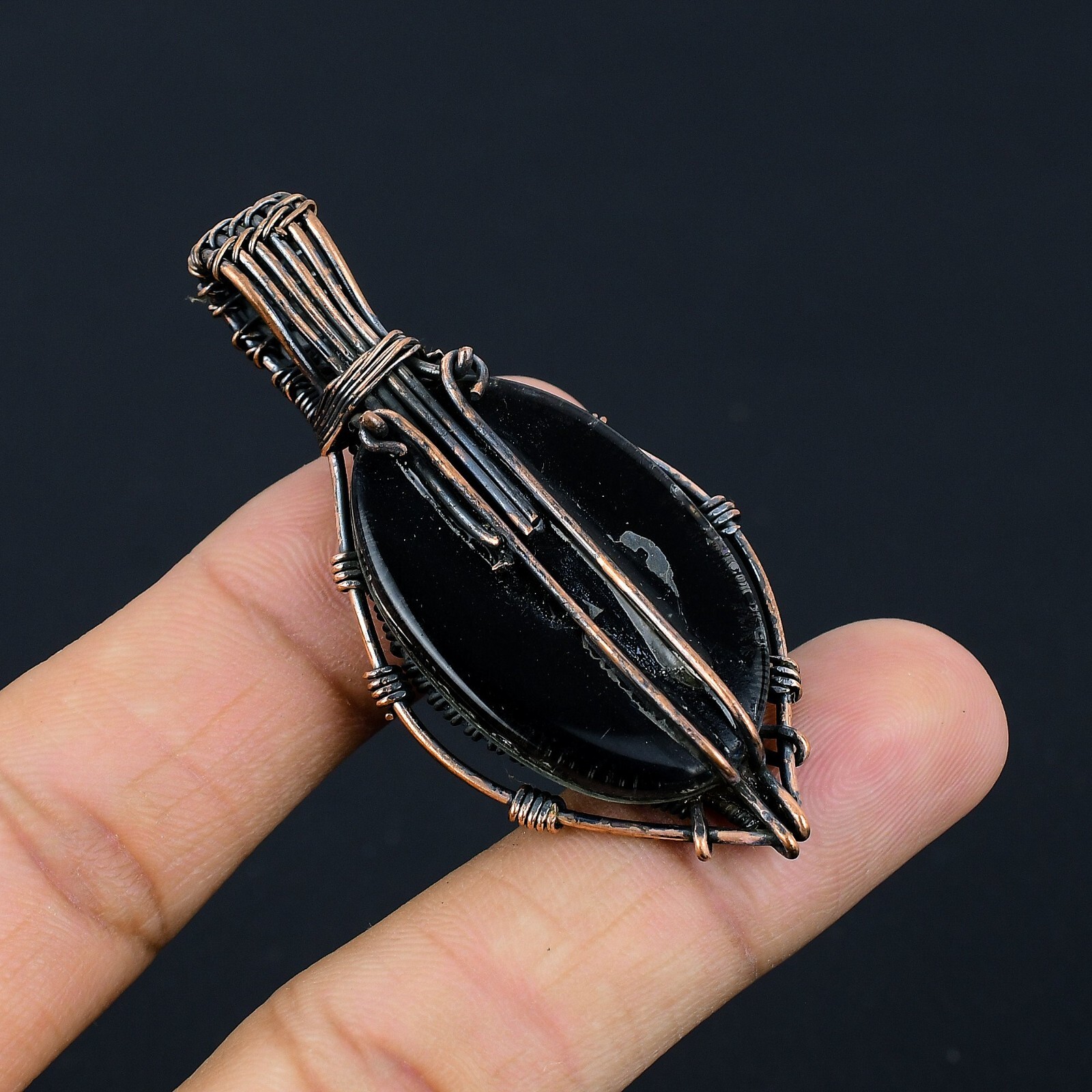 AAA Fire Opal Gemstone Copper Wire Wrap Handmade Jewelry Pendant Gift For Love