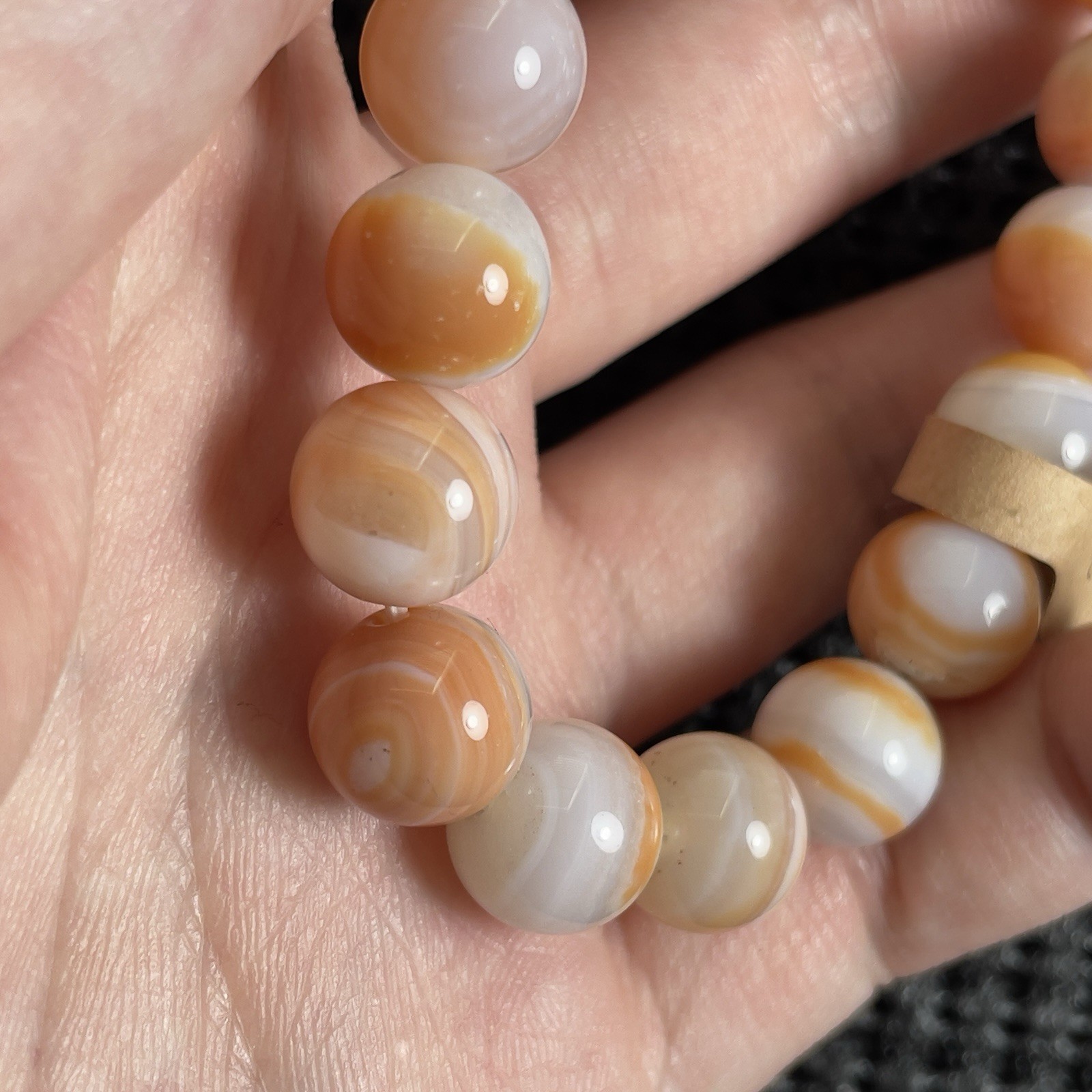 Rare Color 10mm Boswana Agate Stretchy Bracelet Gift Minimalist Jewelry Women