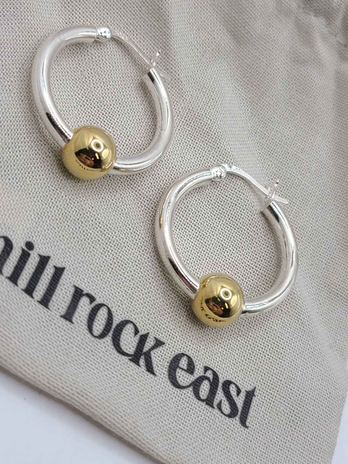 Mill Rock East Two Tone Hoop Earrings 0.75 x 0.1 x 0.1 IN