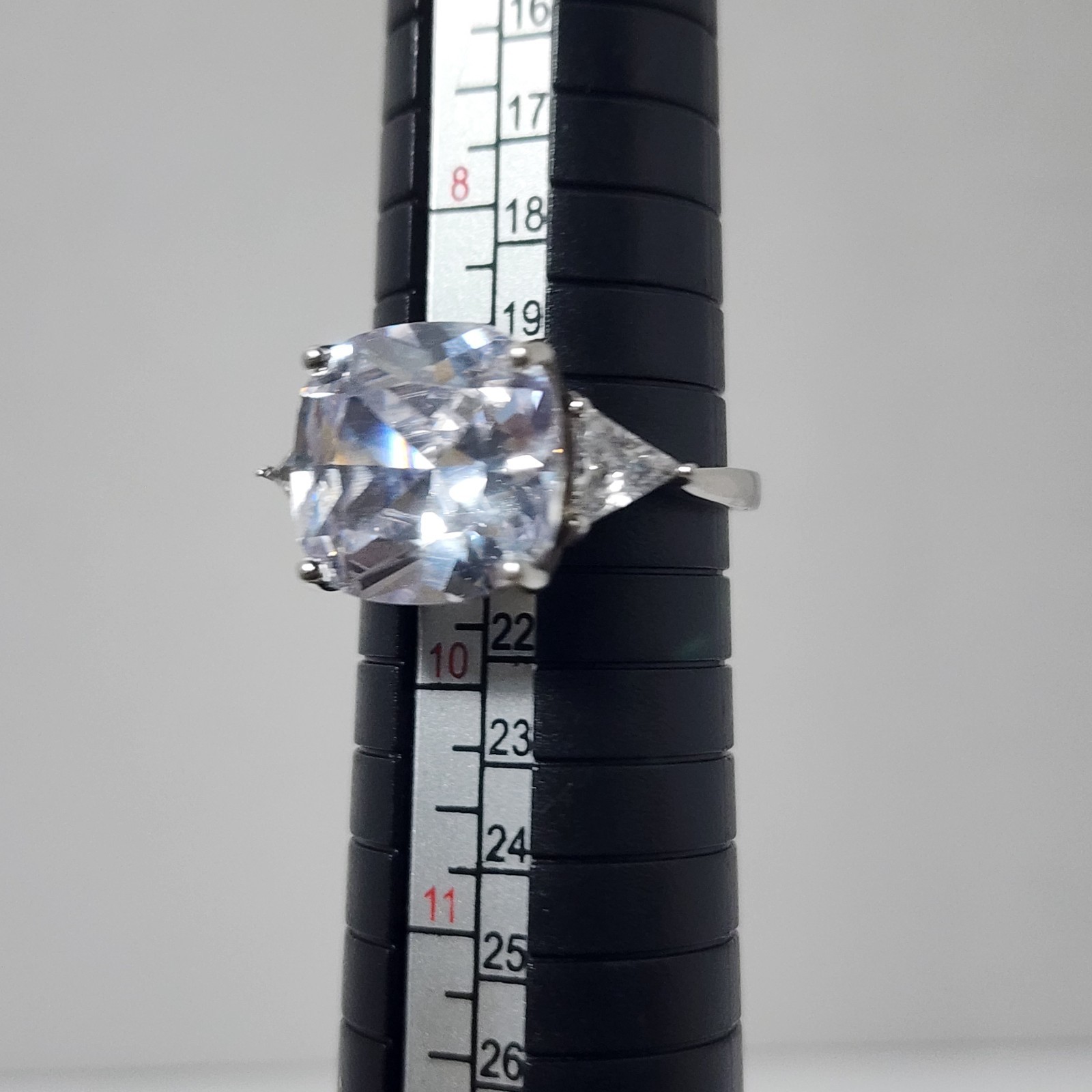Sterling Silver 925 Cushion Cut CZ Engagement/Promise Rhinestone Ring Size9/19mm