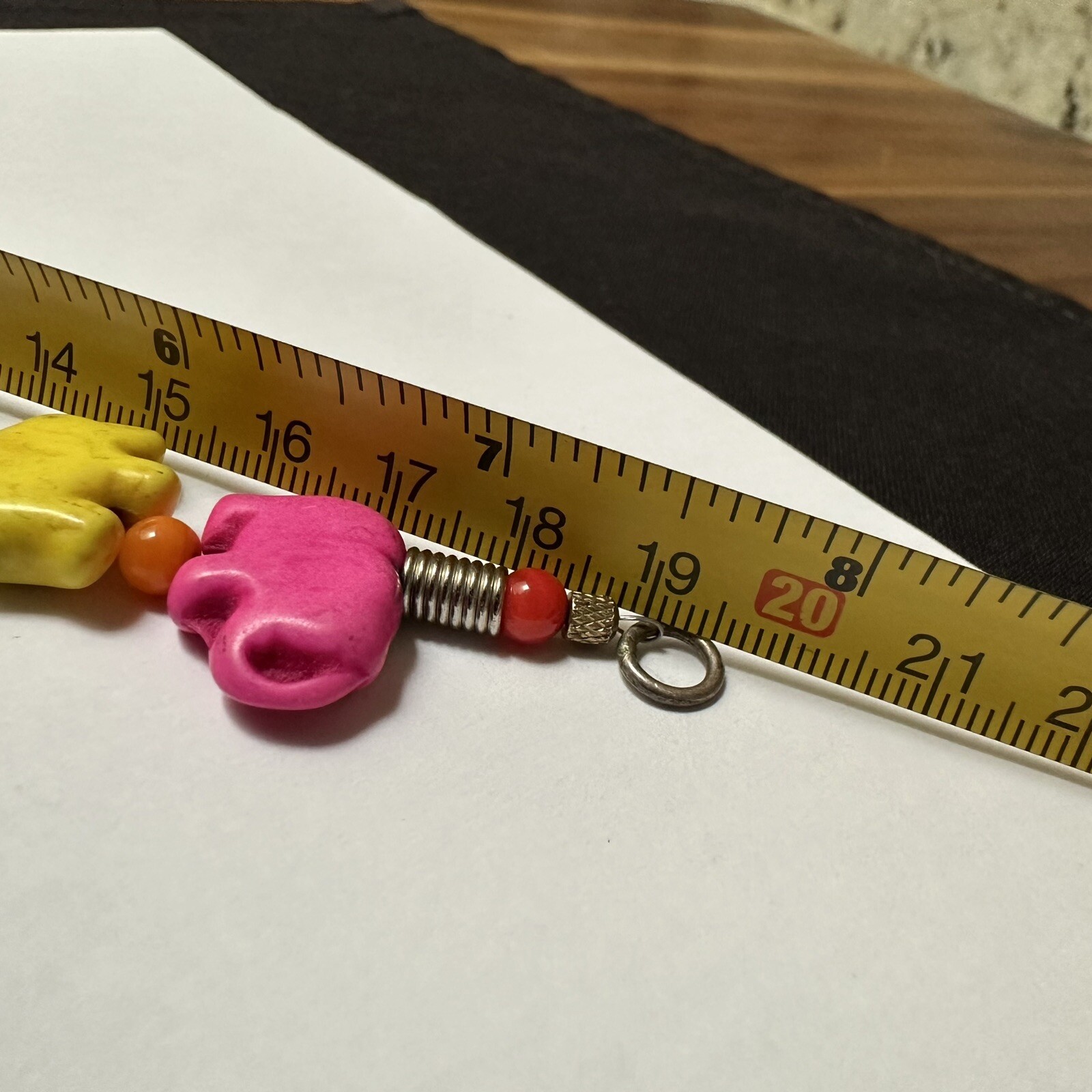 Colorful Beaded Elephant Bracelet 7 7/8 Inch Multi Color / Silver Tone