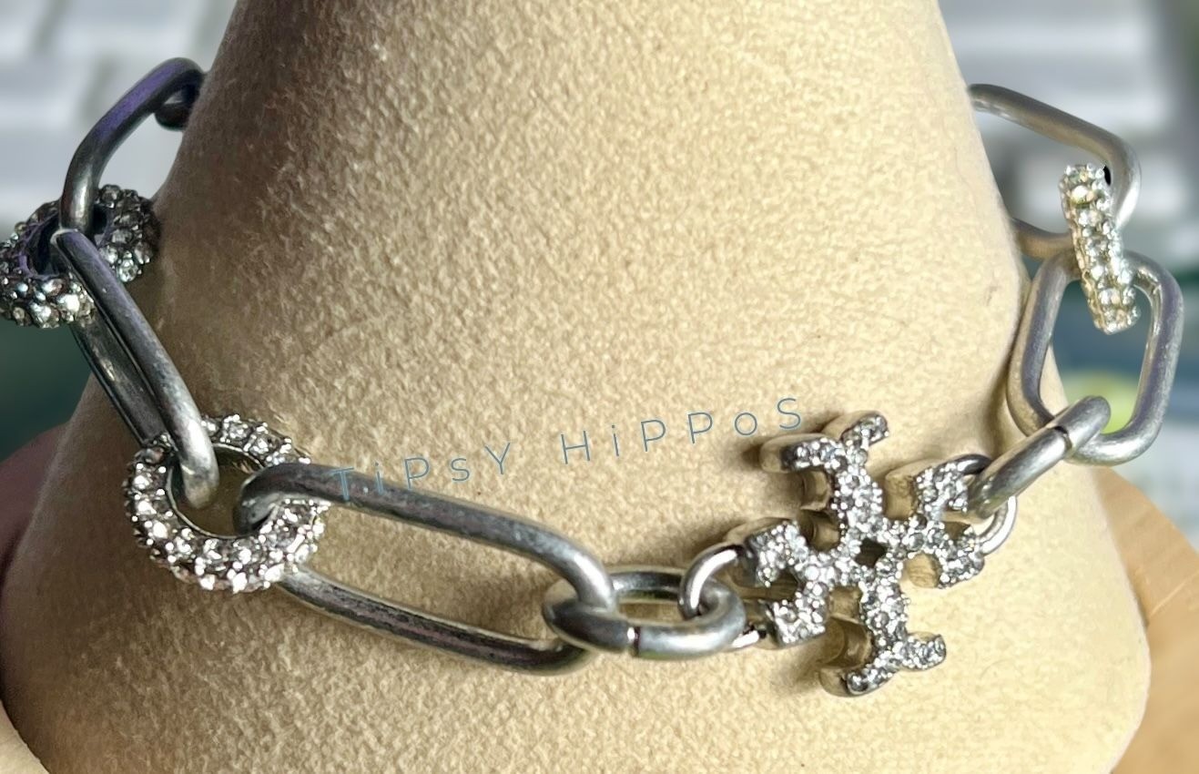 NEW!! Beautiful Tory Burch Silver and Crystal Pave Roxanne Bracelet