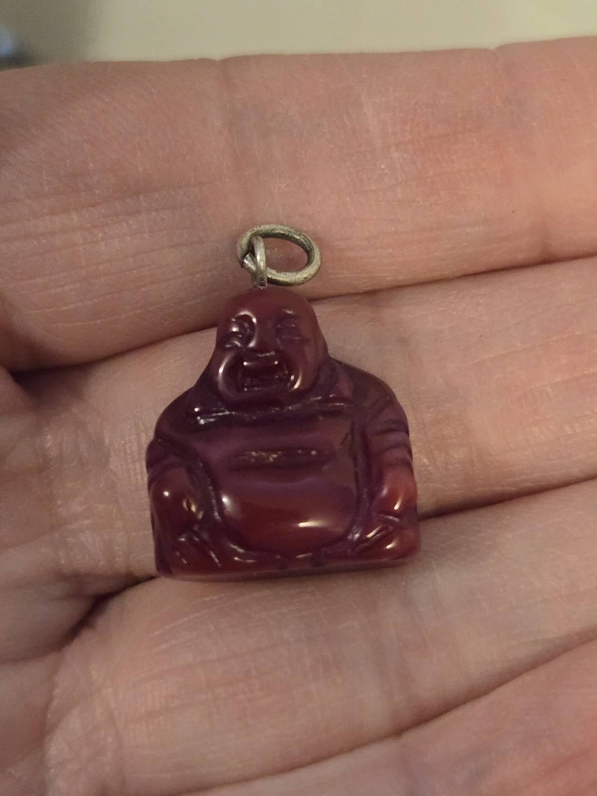 Carved Red Buddha Stone Resin Pendant Charm