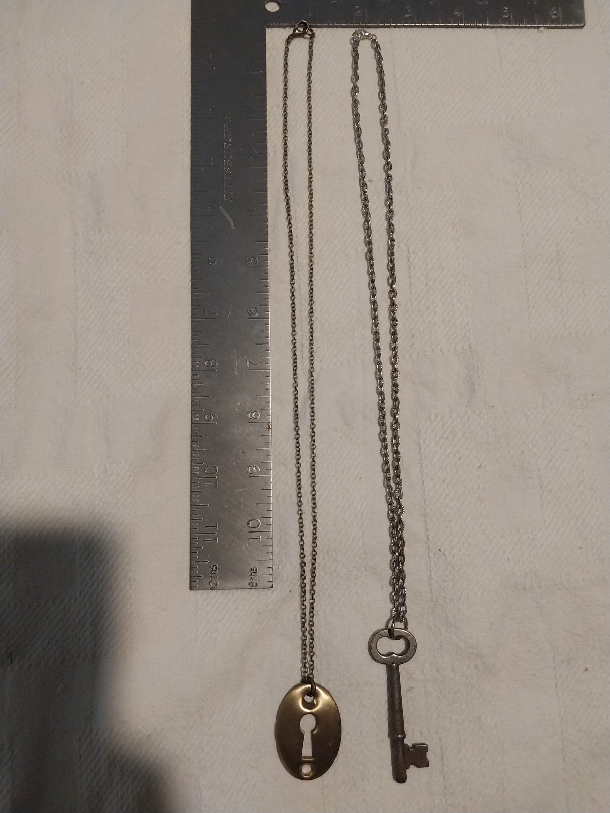 Vintage Skelton Key & Keyhole Pendant Necklace Set #26