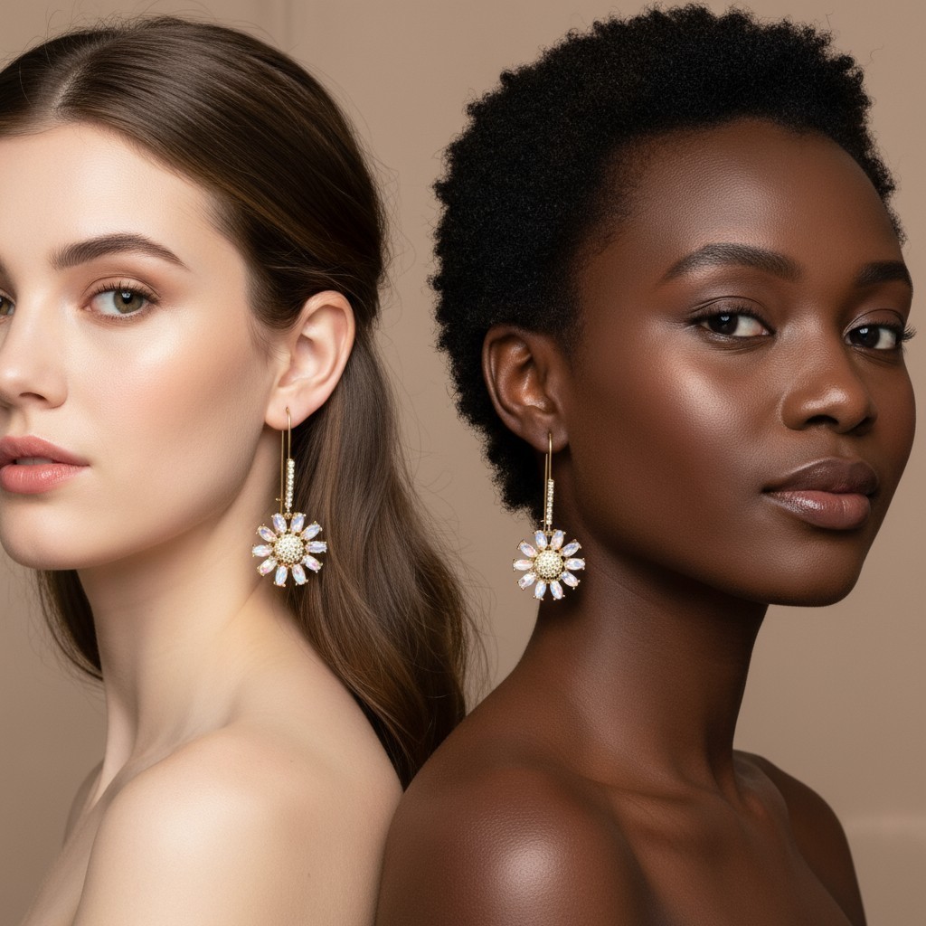 Betsey Johnson Flower Drop Earrings Daisy Design | Pave Stone Accents