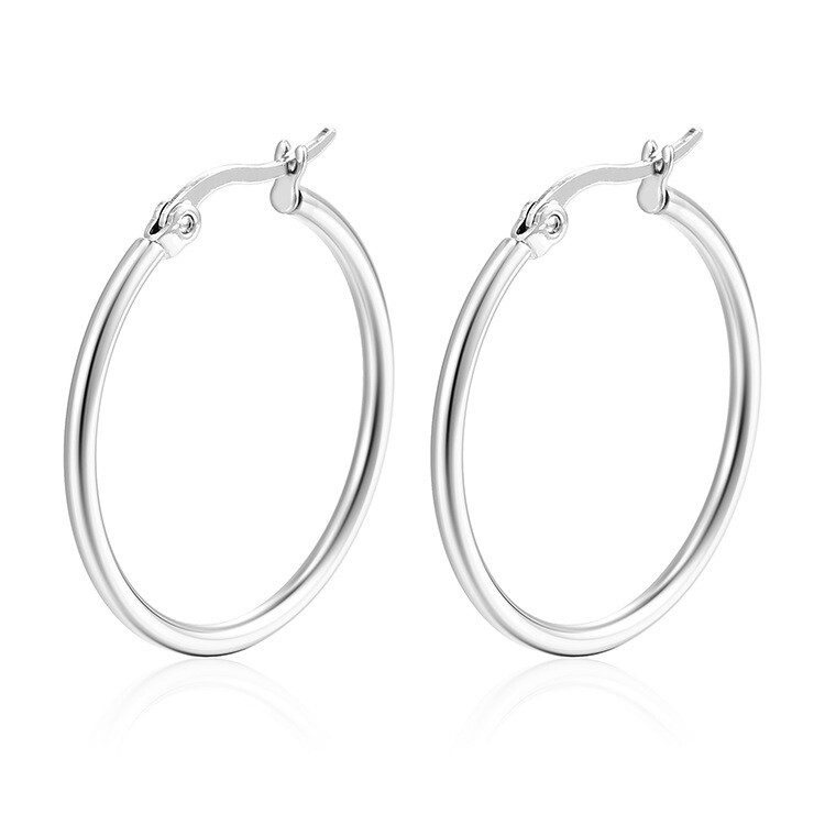 Sterling Silver Hoop Earrings Silver Smooth Round Shaped for Women 10MM-60MM USA