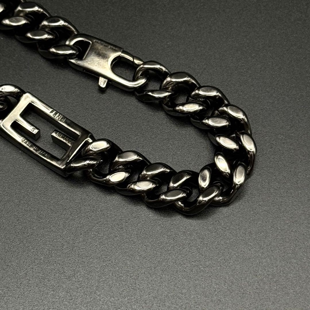 FENDI Bracelet Kihei Chain Baguette FF Logo Black Italy Authentic From Japan