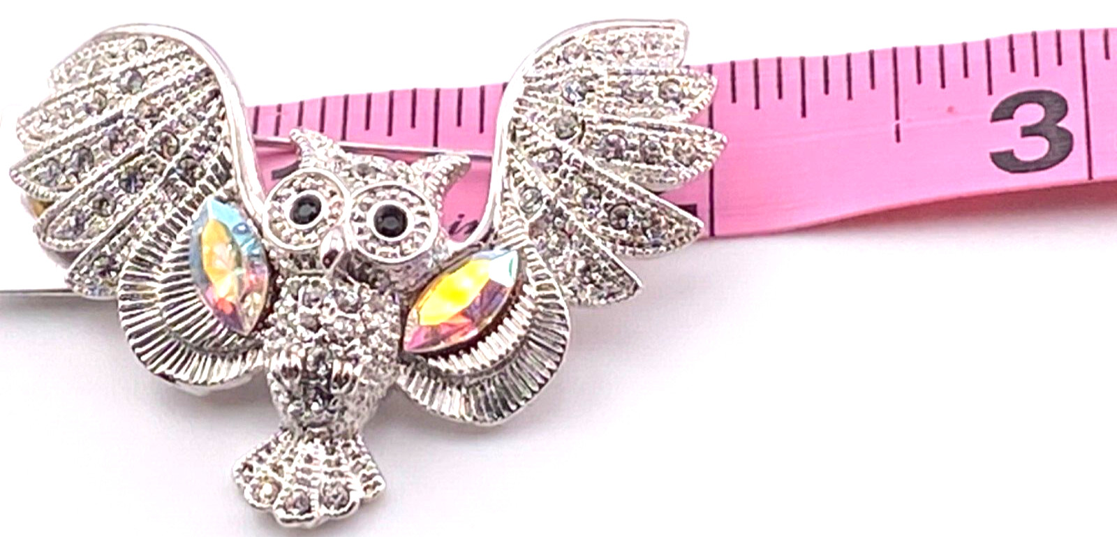 Spectacular Rhinestone 2” Sparkling Owl Brooch Pin 004-172