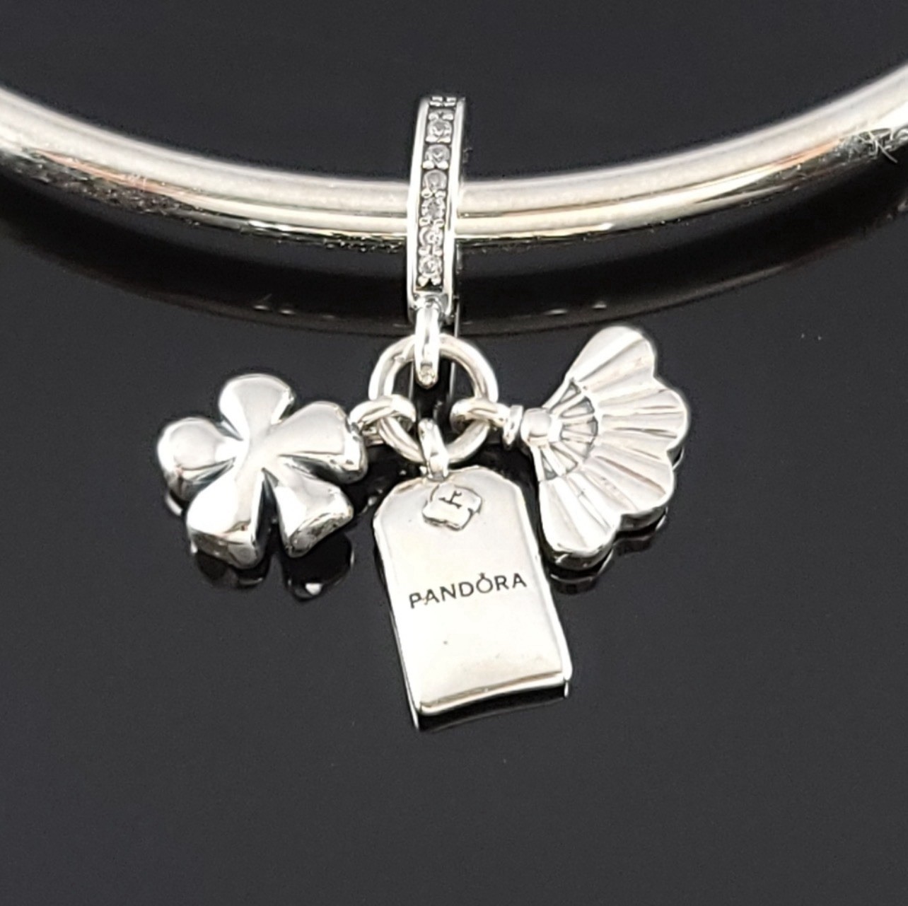 GENUINE 925 Silver Pandora Japanese Sakura Omamori Fan CZ Dangle Charm 799326C01
