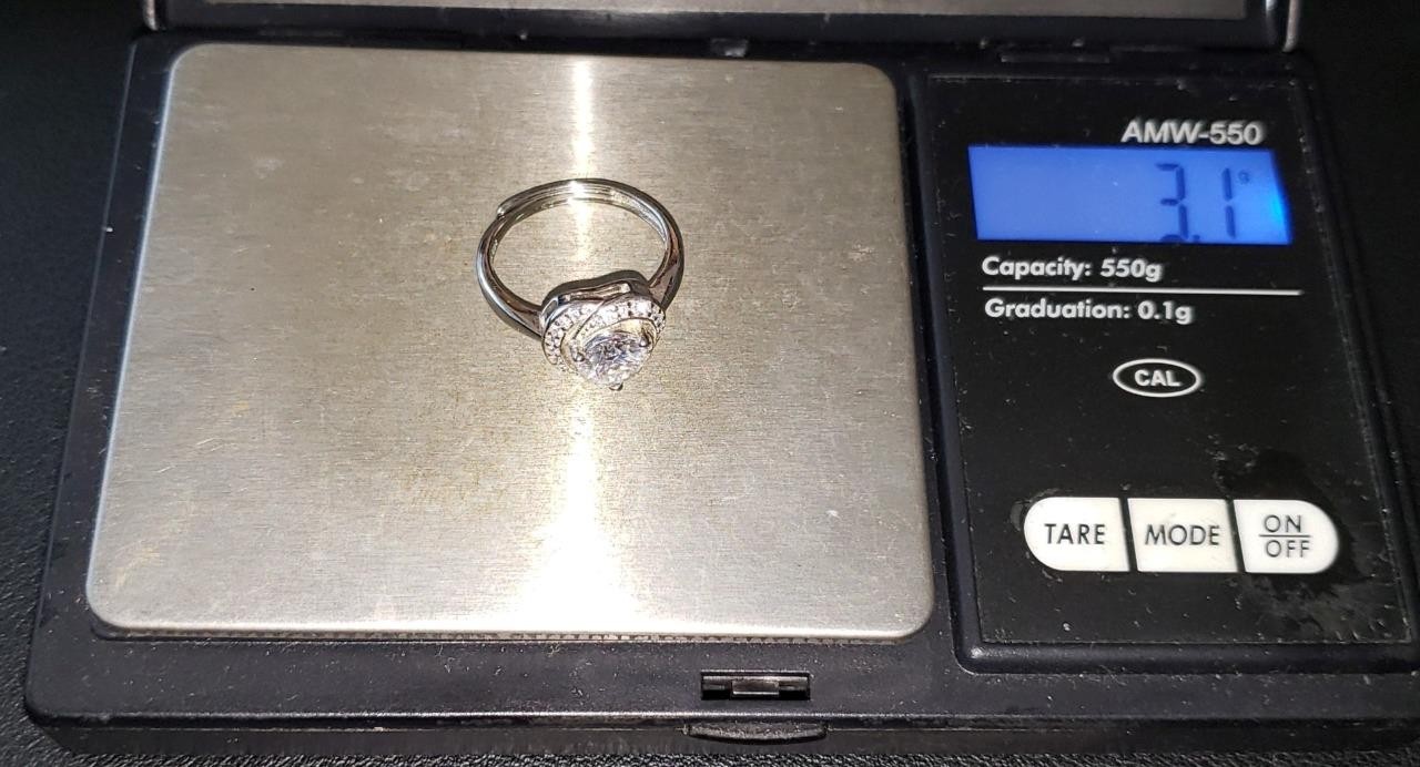 925 Sterling Silver 1 CWT Heart-Shaped C.Z. Ring (Size 7)