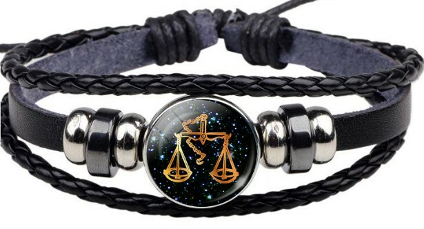 12 Signs Zodiac Horoscope Astrology Spiritual Magic Leather Bracelet Wristband