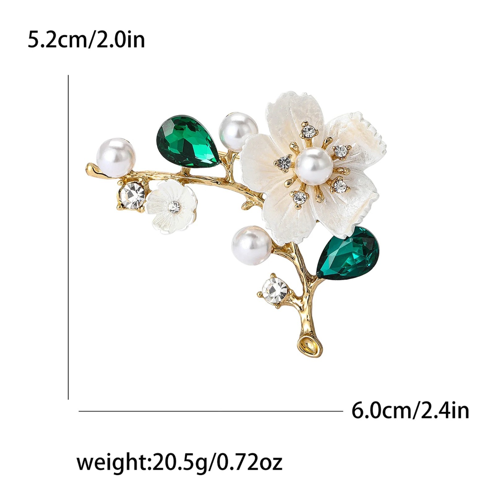 Rhinestone Plum Blossom Branch Pin for Women Pearl Plant Flower Office Party DIY
