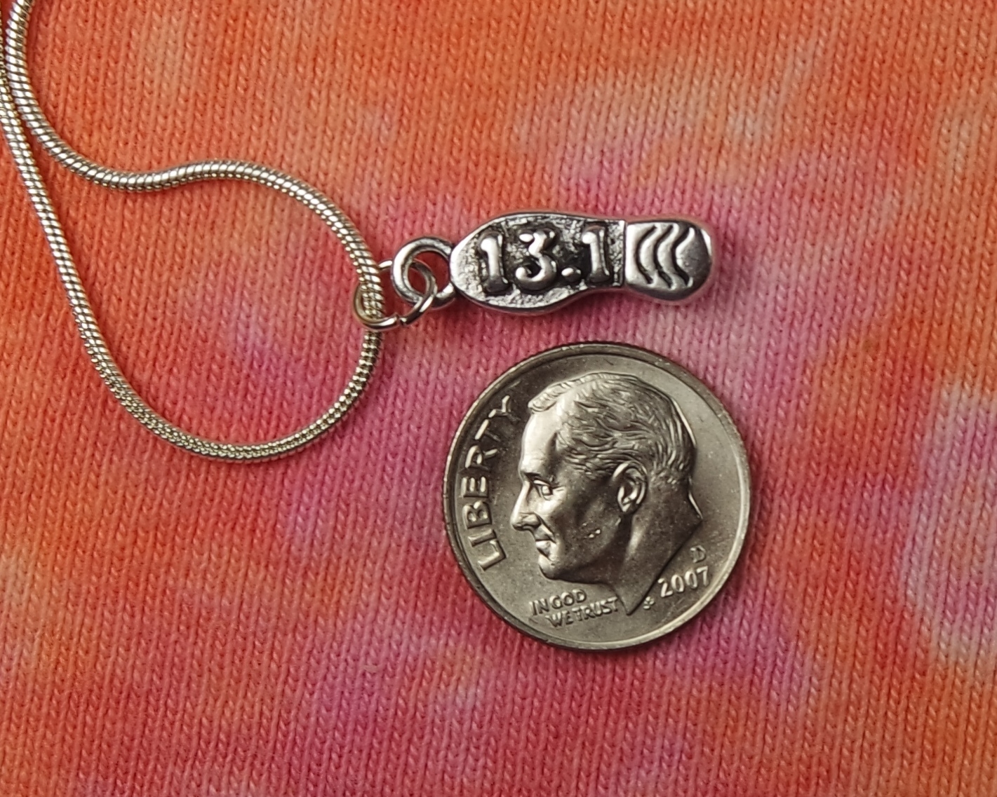 13.1 Half Marathon Runner Necklace, Running Shoe Double Sided Charm Pendant Run