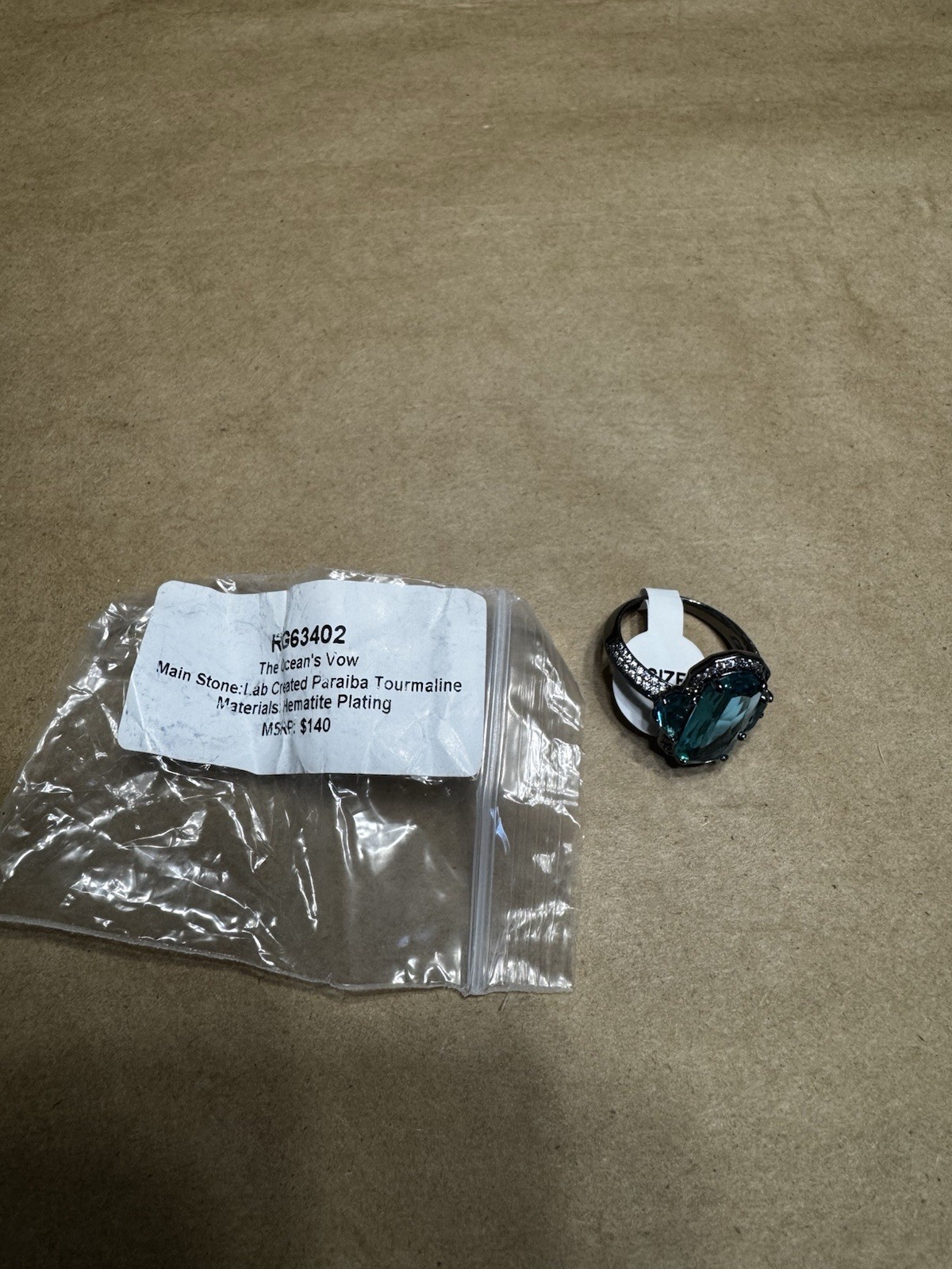 Bomb Party Sirens “The Ocean’s Vow” Ring size 7 Hematite Paraiba Tourmaline