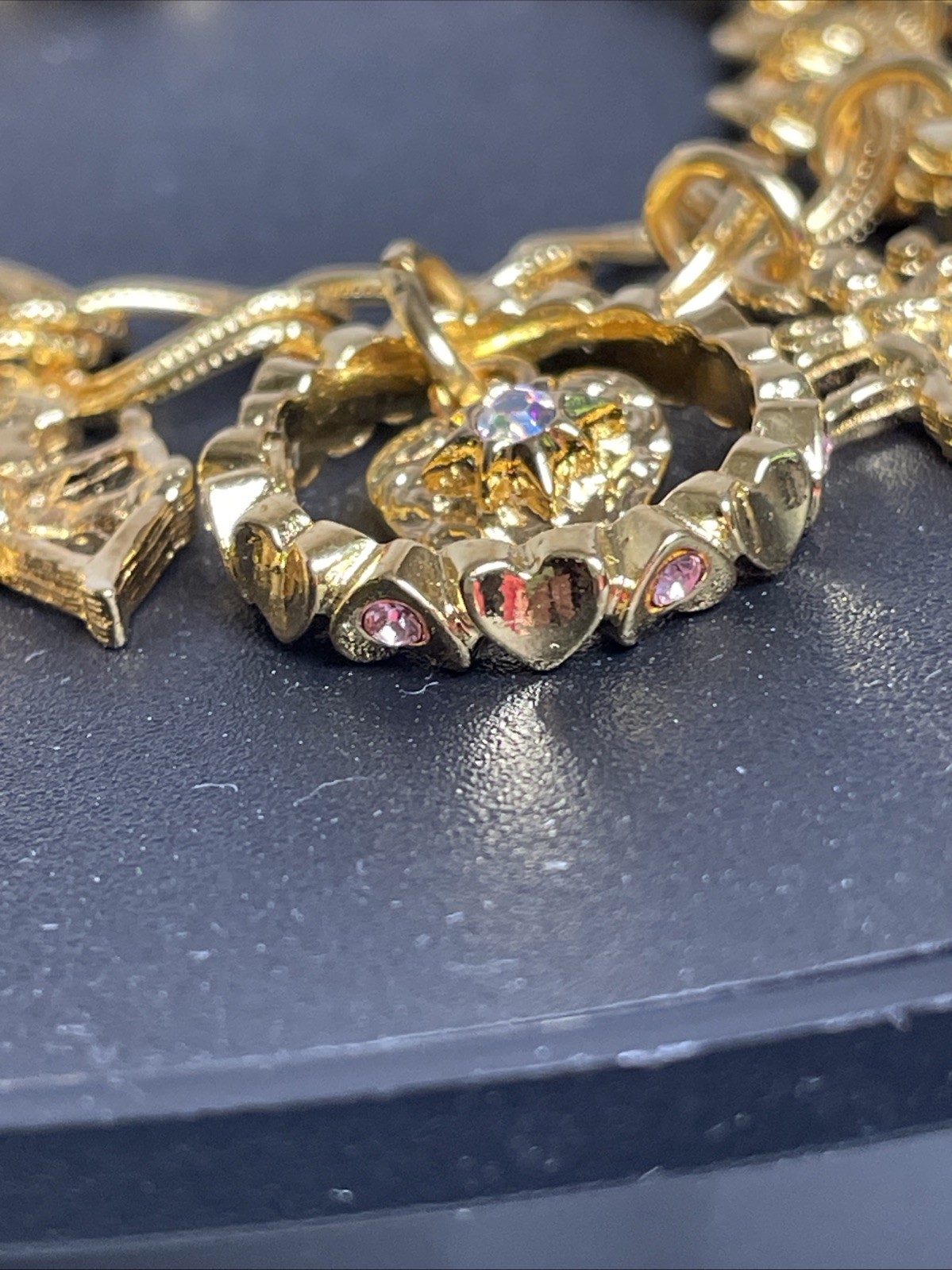 Vintage Kirks Folly Secret of the Seven Angels Rings Bracelet w/ Box AB Crystals