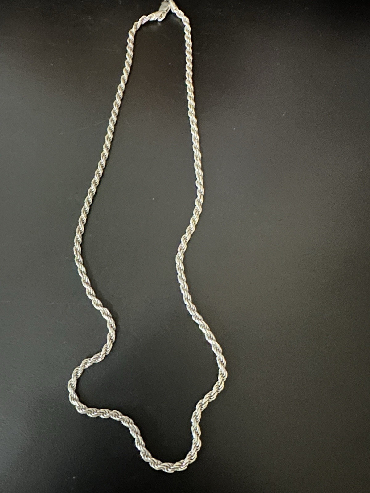 21g 925 Silver Rope Italy Chain Necklace, Lobster Clasp, 22 in, Signed