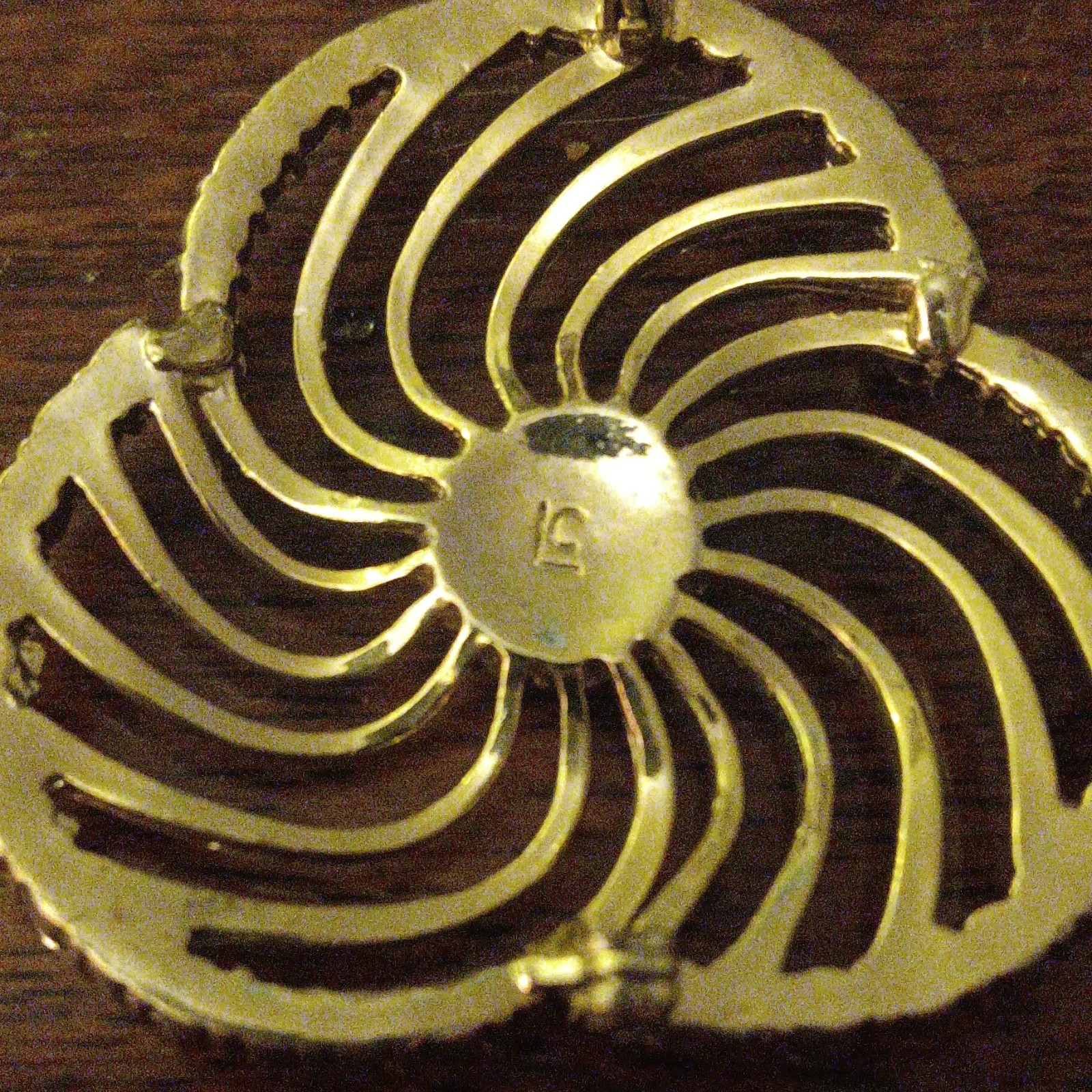 Vintage Liz Claiborne Pinwheel Design W/Rhinestone Reminiscent Of Shamrock Desig