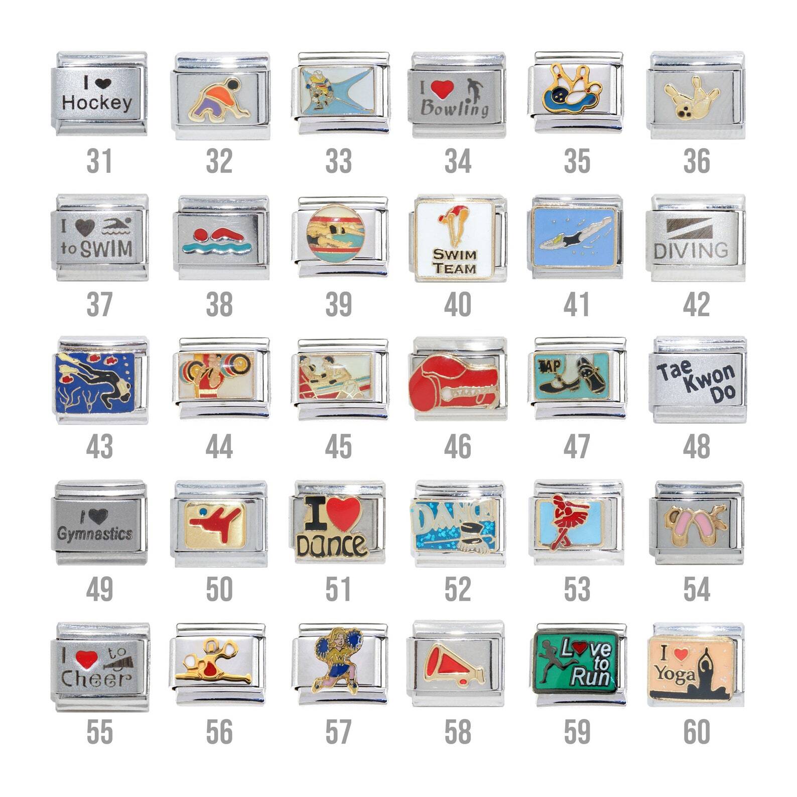 Sports 9mm Italian charms fits classic italian charm bracelet