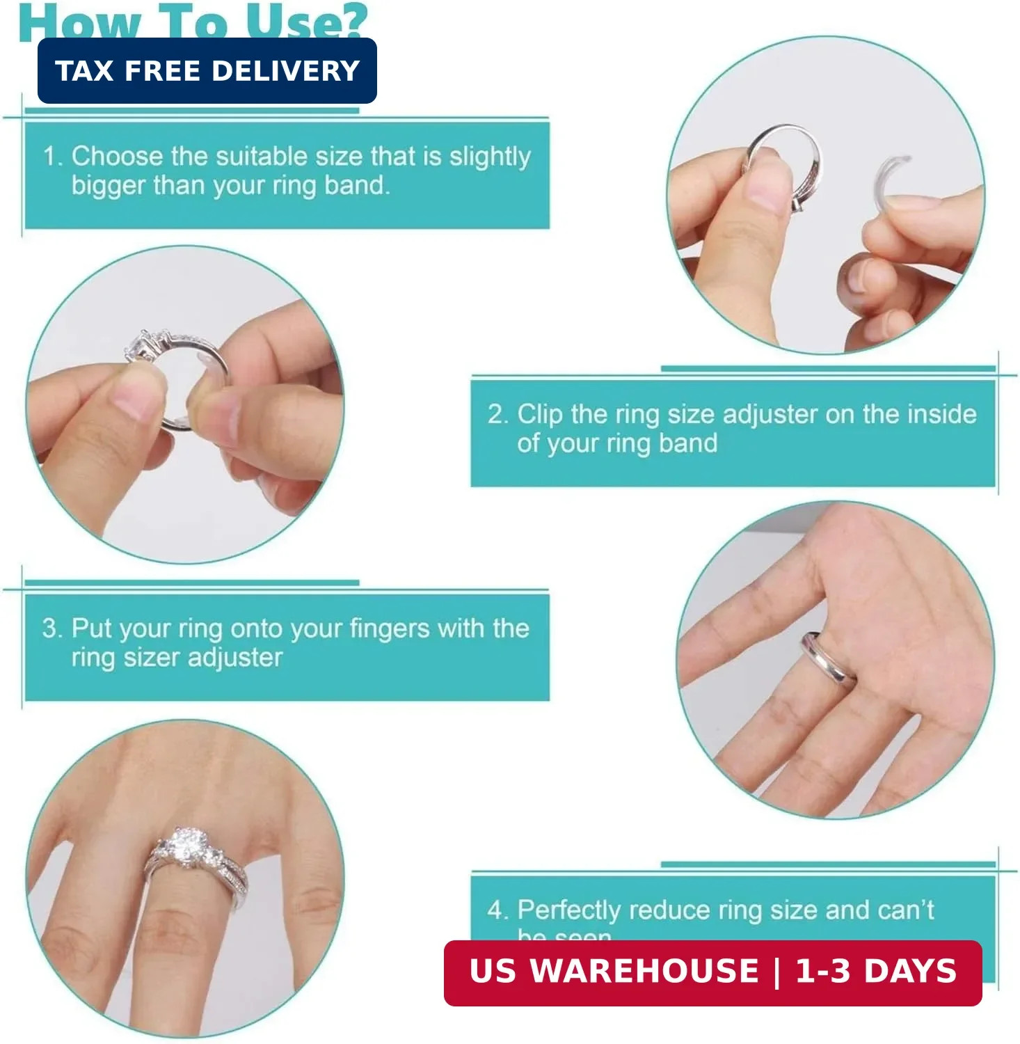 Invisible Ring Size Adjuster for Loose Rings Ring Adjuster Fit Any Rings, Assort