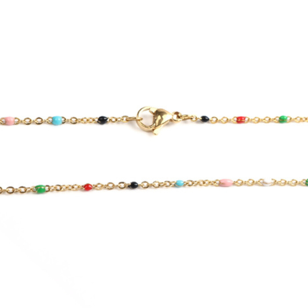 Gold 304 Grade Quality Stainless Steel 17 6/8 Inches Beaded Chain Necklace