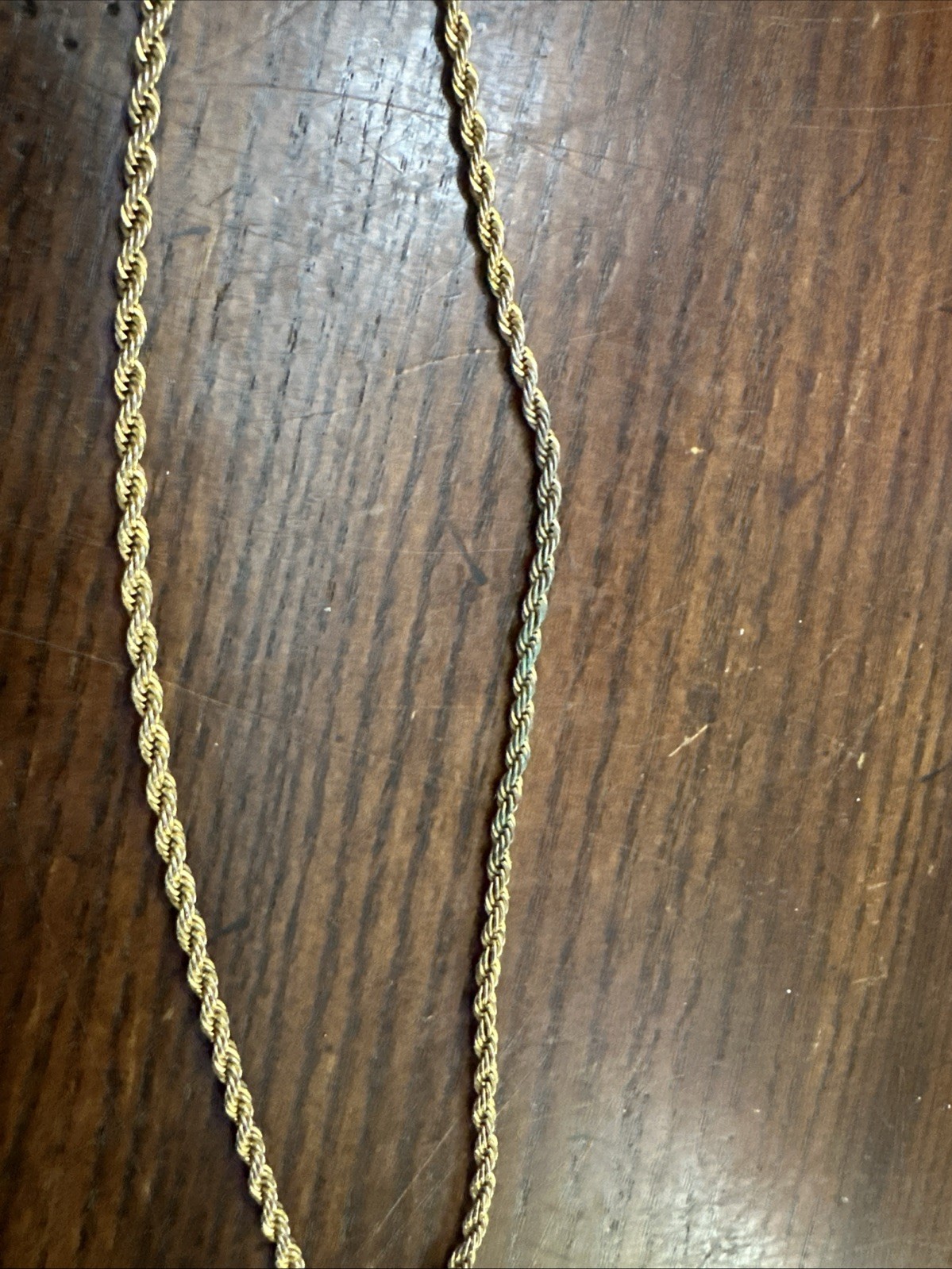 20 Inch Gold plated Rope Chain Necklace No Makers Mark Or Clasp (1)