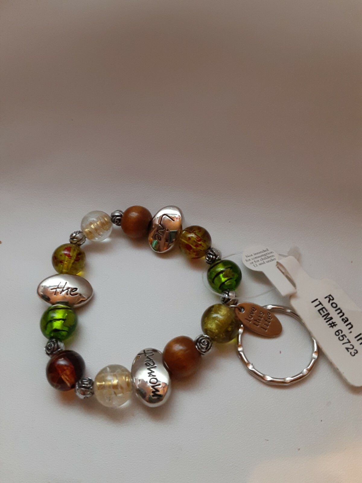 INSPIRATIONAL GLASS BEADED BRACELET NEW Charm ROMAN INC Graduation Earthy Nature