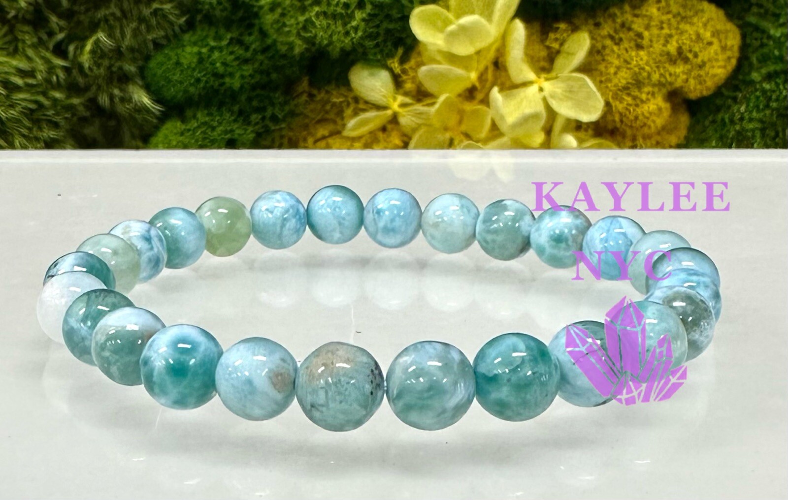 Wholesale Lot 3 Pcs Natural Larimar 6mm 7.5” Stretch Bracelet