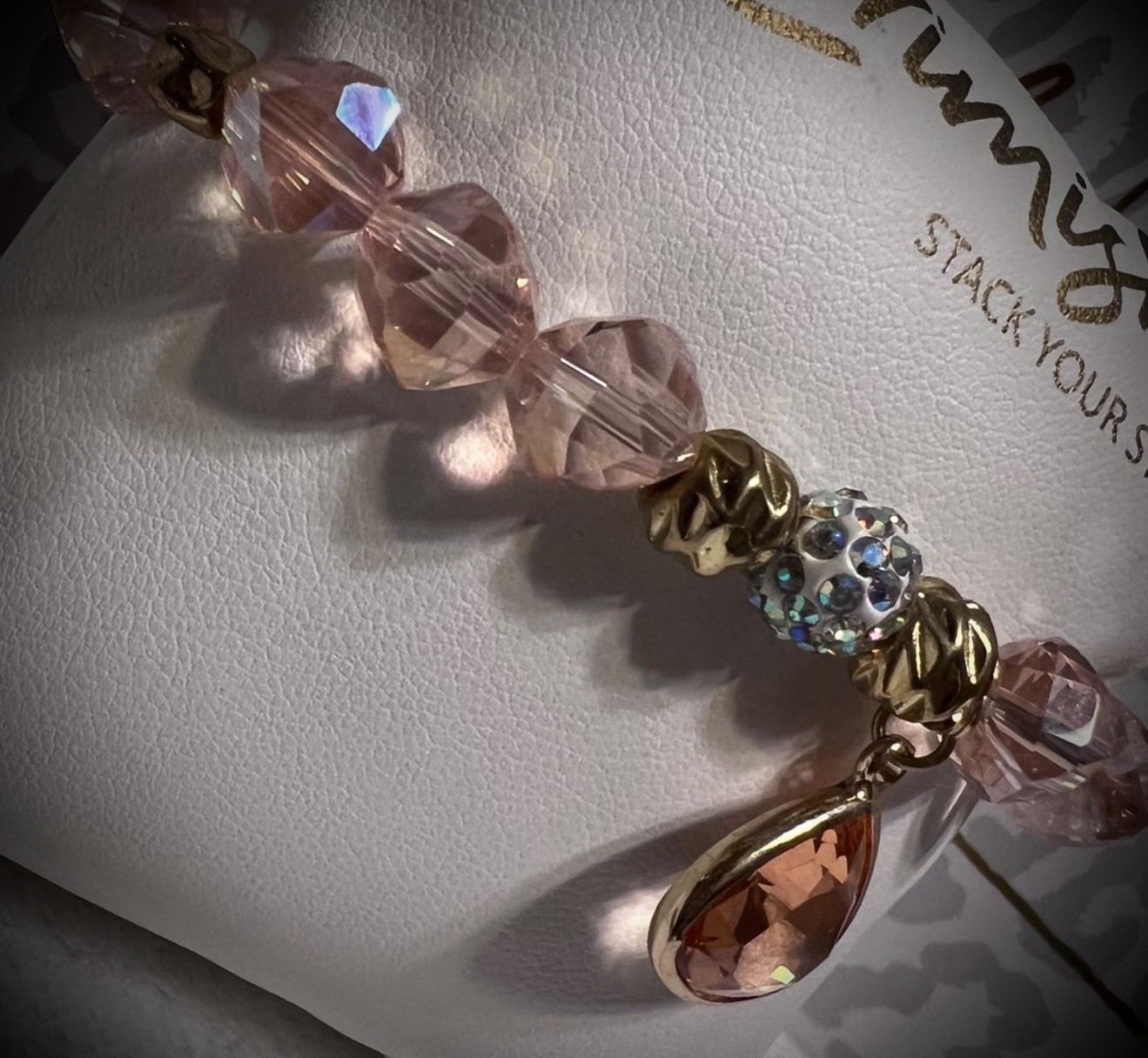 NEW! ERIMISH BRACELET- Pink & Gold W/ Charm Extended Or Regular