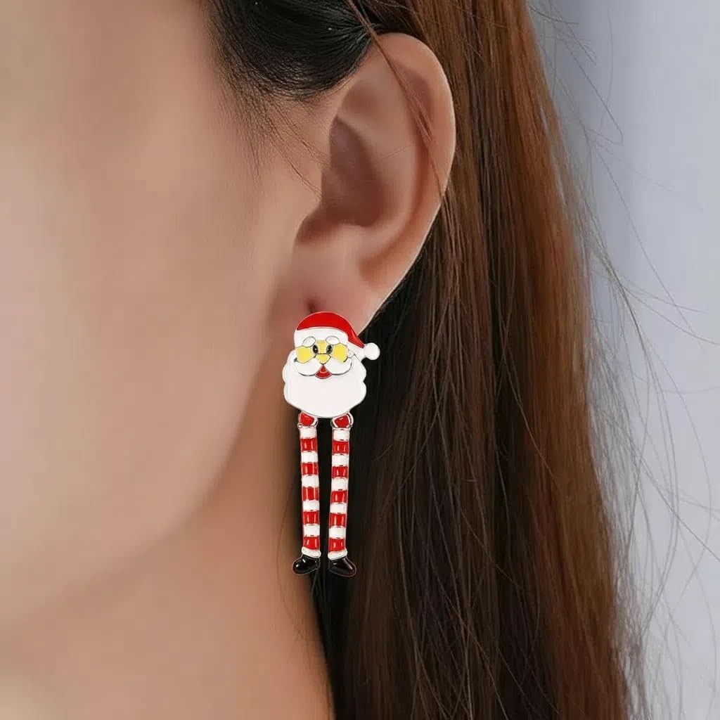 Christmas Red White Green Earrings Gift Holiday Earrings for Women Santa Claus