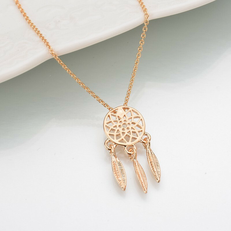 Woman’s Fashion Jewelry Dream Catcher Necklace Gold and Silver Color 76-6