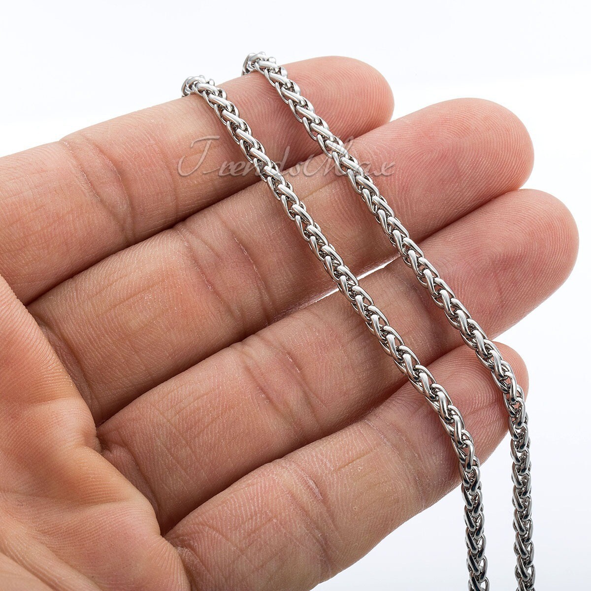 USA 3MM Wheat Link Chain Stainless Steel Necklace Men 18/20/22/24/26/28 inch