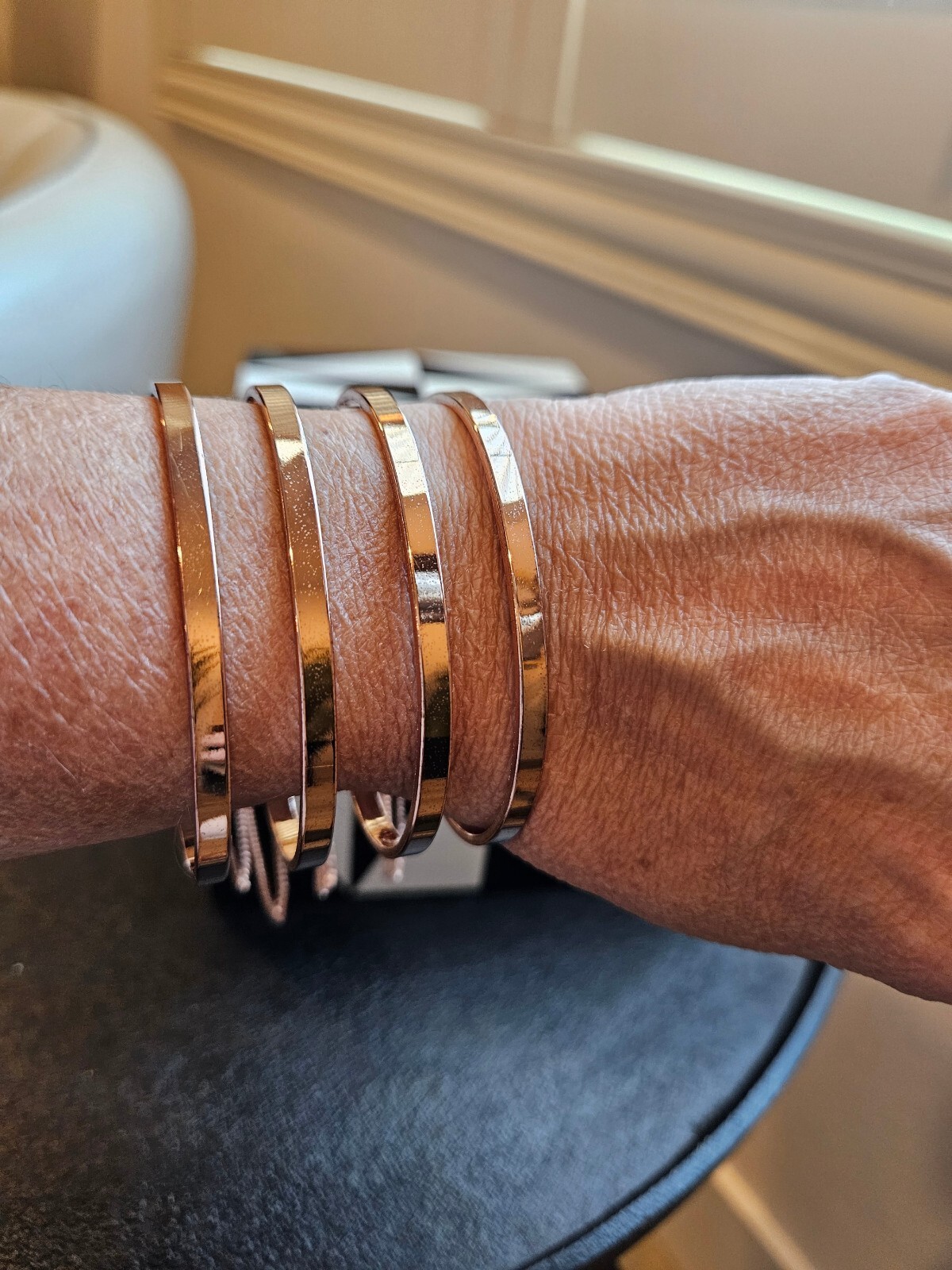 Jenny Bird Rose Gold finish Series Cuff Bracelet and Matching Earrings Set EUC!