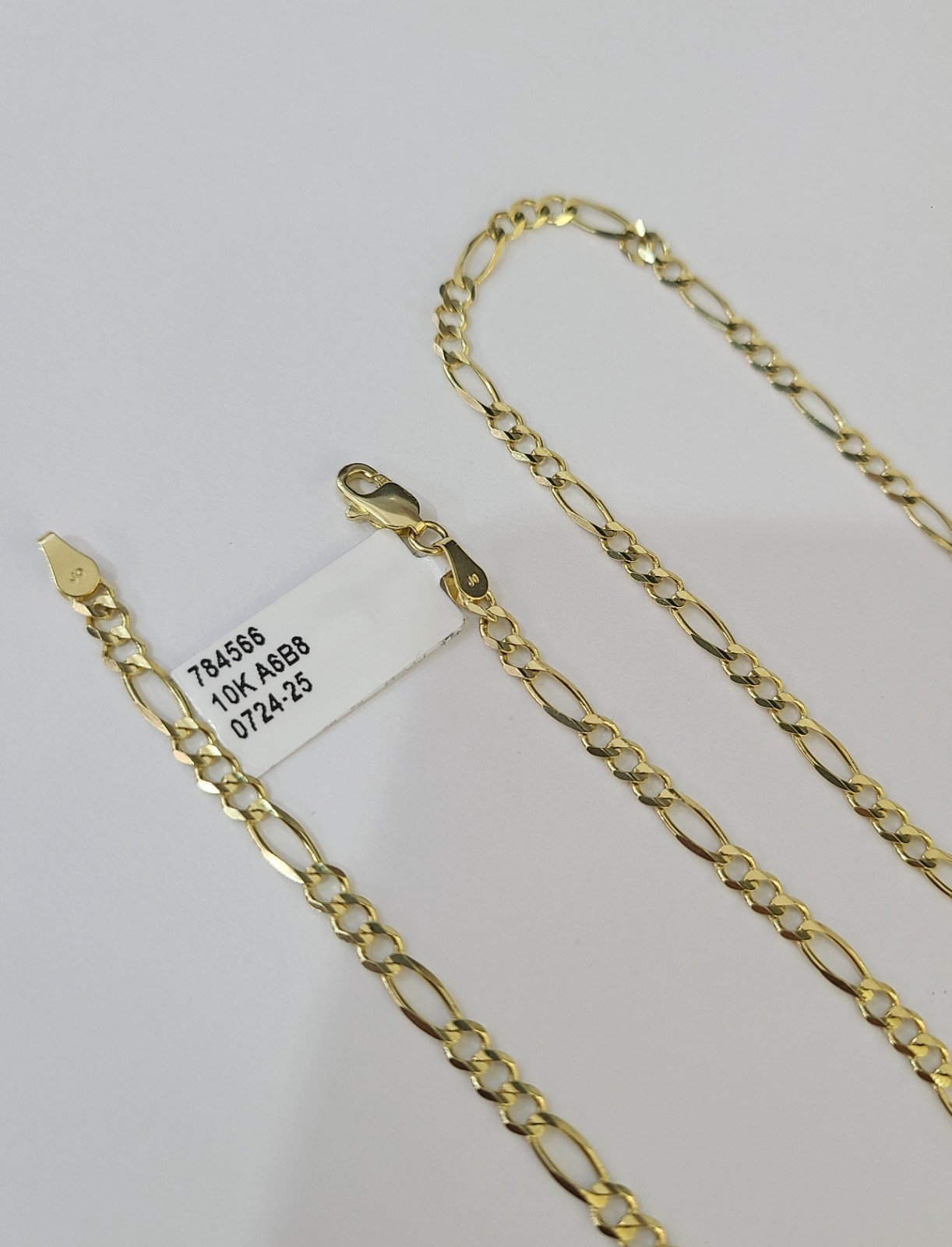 Real 10k Yellow Gold Chain Figaro Link Necklace 3mm Men Women 10kt