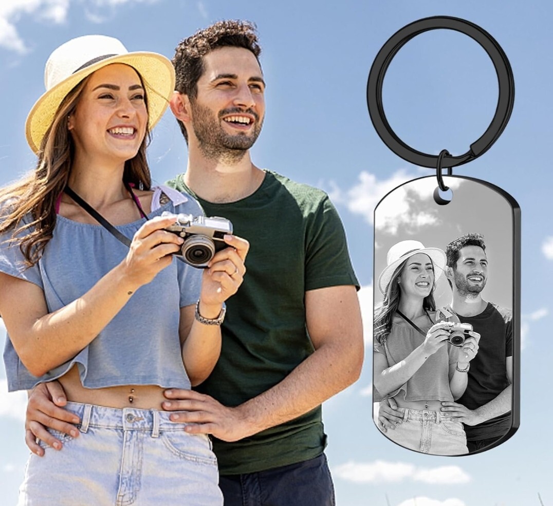 We Engrave Your Family Pic On Tag As Keychain Or Necklace