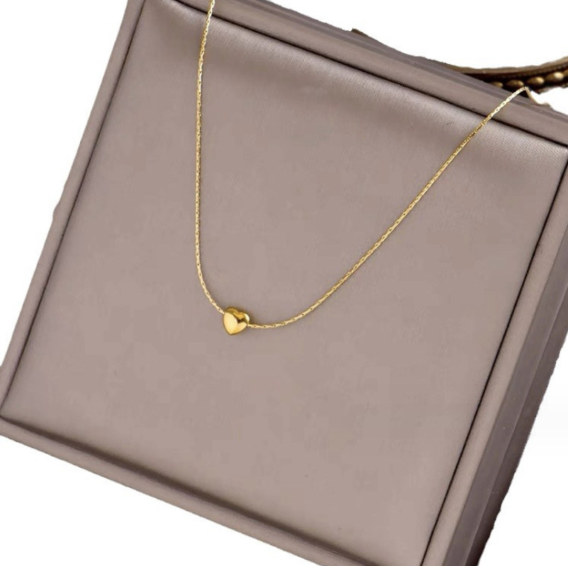 18K Gold Stainless Steel Love 5mm Tiny Floating Heart Pendant Chain Necklace AG
