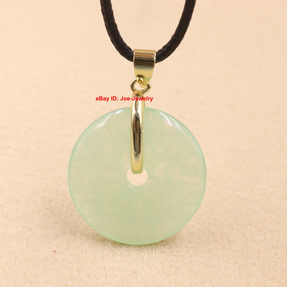 NEW Yellow GP Alloy Pendant Heated Light Green Jade Safe Circle – Lucky Amulet