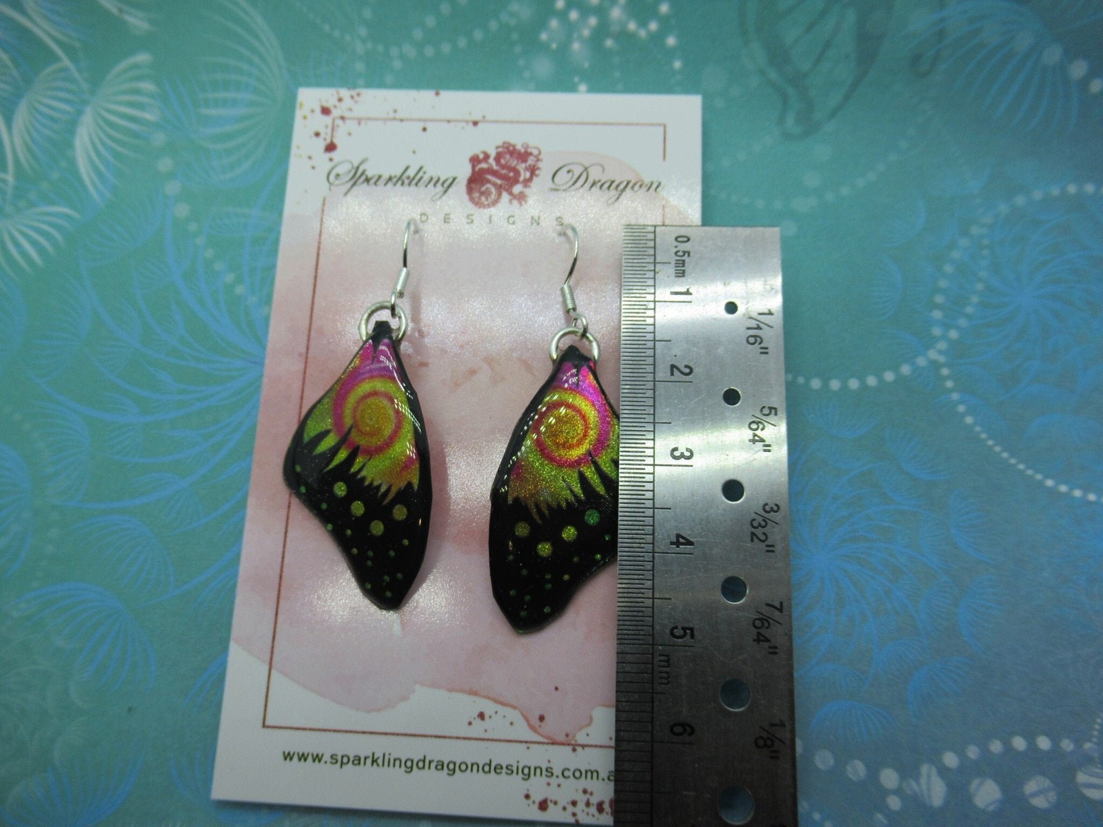 Butterfly Wing Earrings Swirling Yellow & Pink – Fairy Jewellery, Fun Gift for