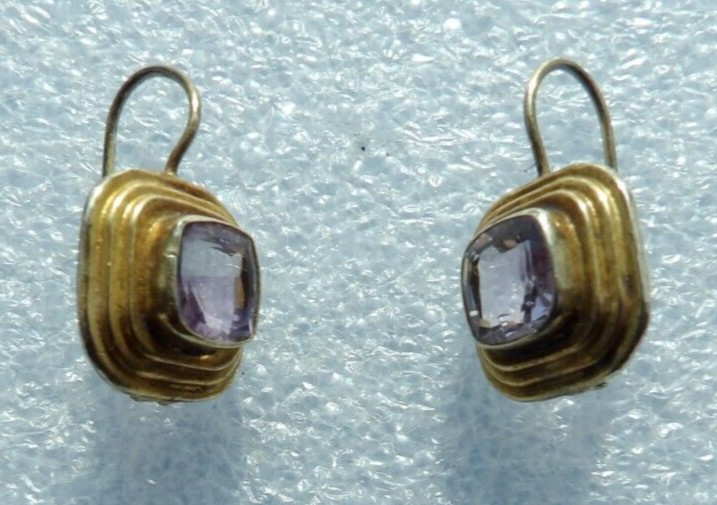 Gold Plated 925 stamped 92.5% sterling Silver Earrings with pink stones