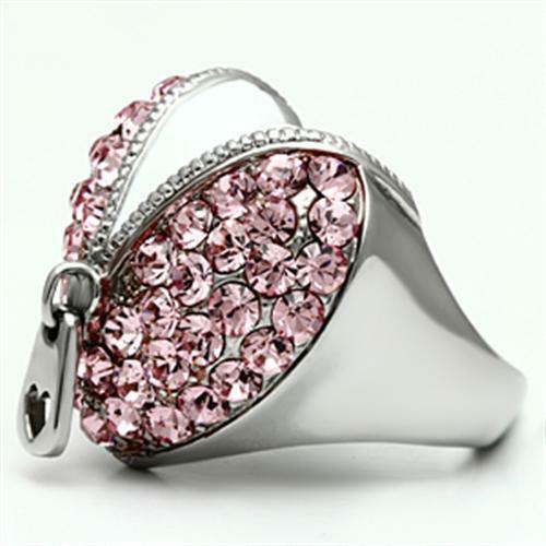 TK652 – High polished (no plating) Stainless Steel Ring with Top Grade Crystal