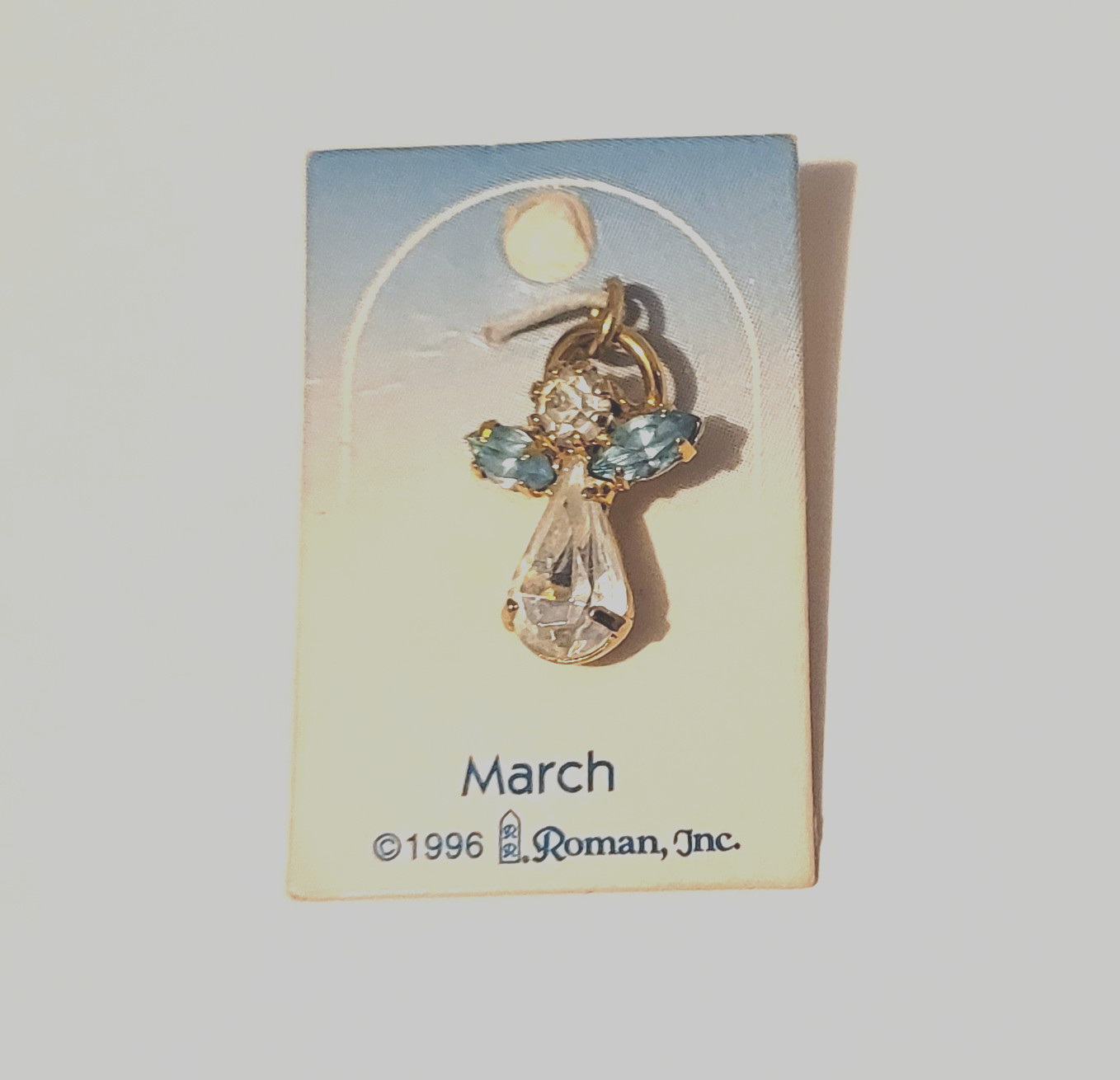 Rhinestone Angel March Birthstone Charm Pendant Roman, Inc. 1996
