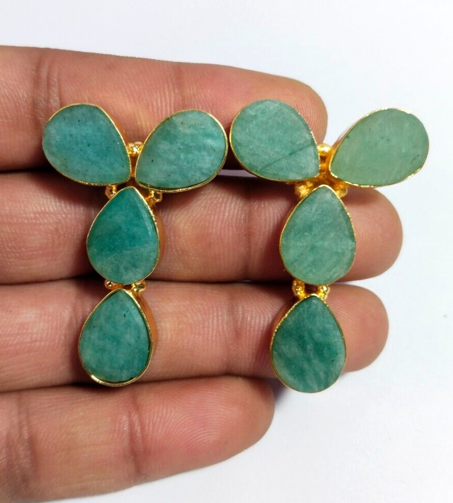 Natural Multi Color Stone Rough Earrings Gold Plated Earrings Birthstone Earring