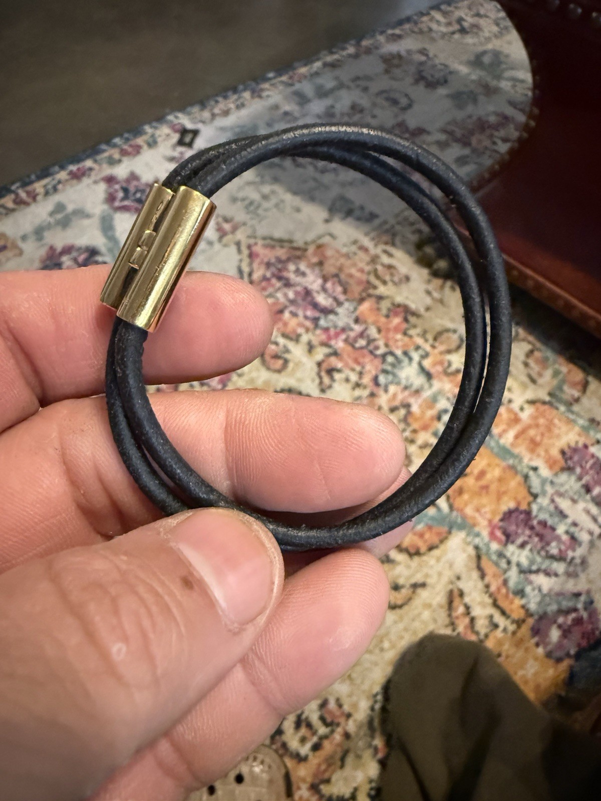 Tournes Tresse black Leather Hermes wrapped bracelet