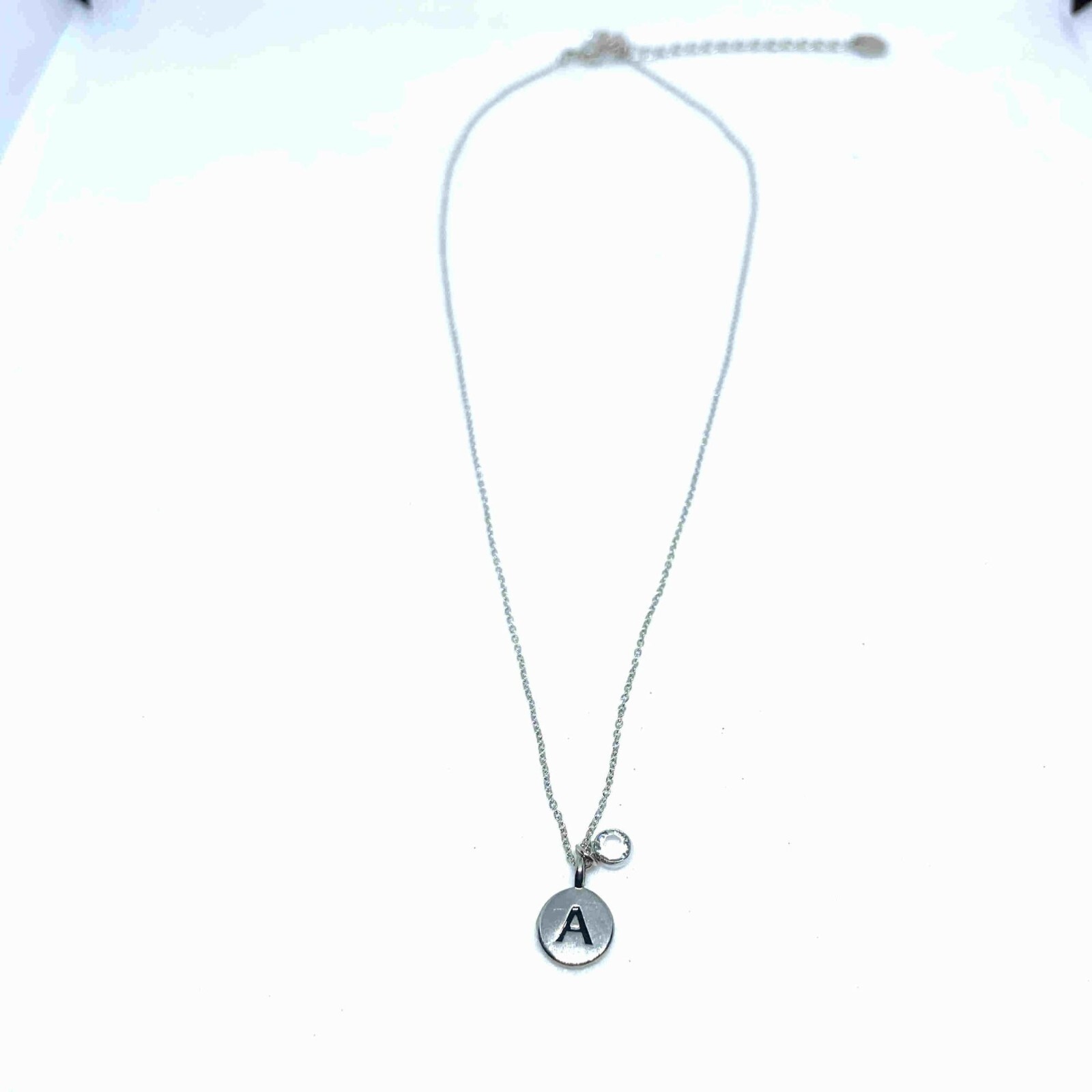 TCS Initial A Pendant Chain Necklace Silver Tone College Casual Everyday Gift