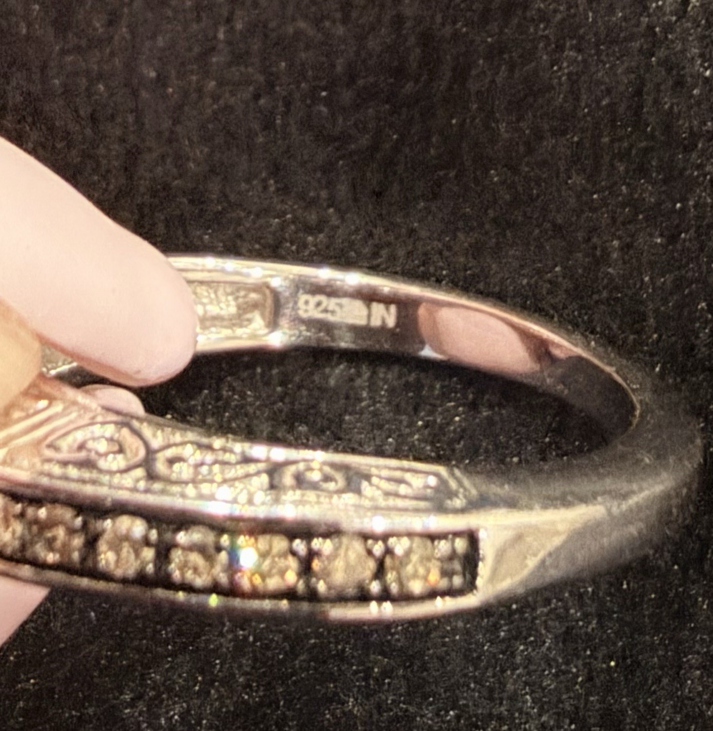925 Sterling Silver Champagne Diamond Eternity Ring HSN Channel set Filigree