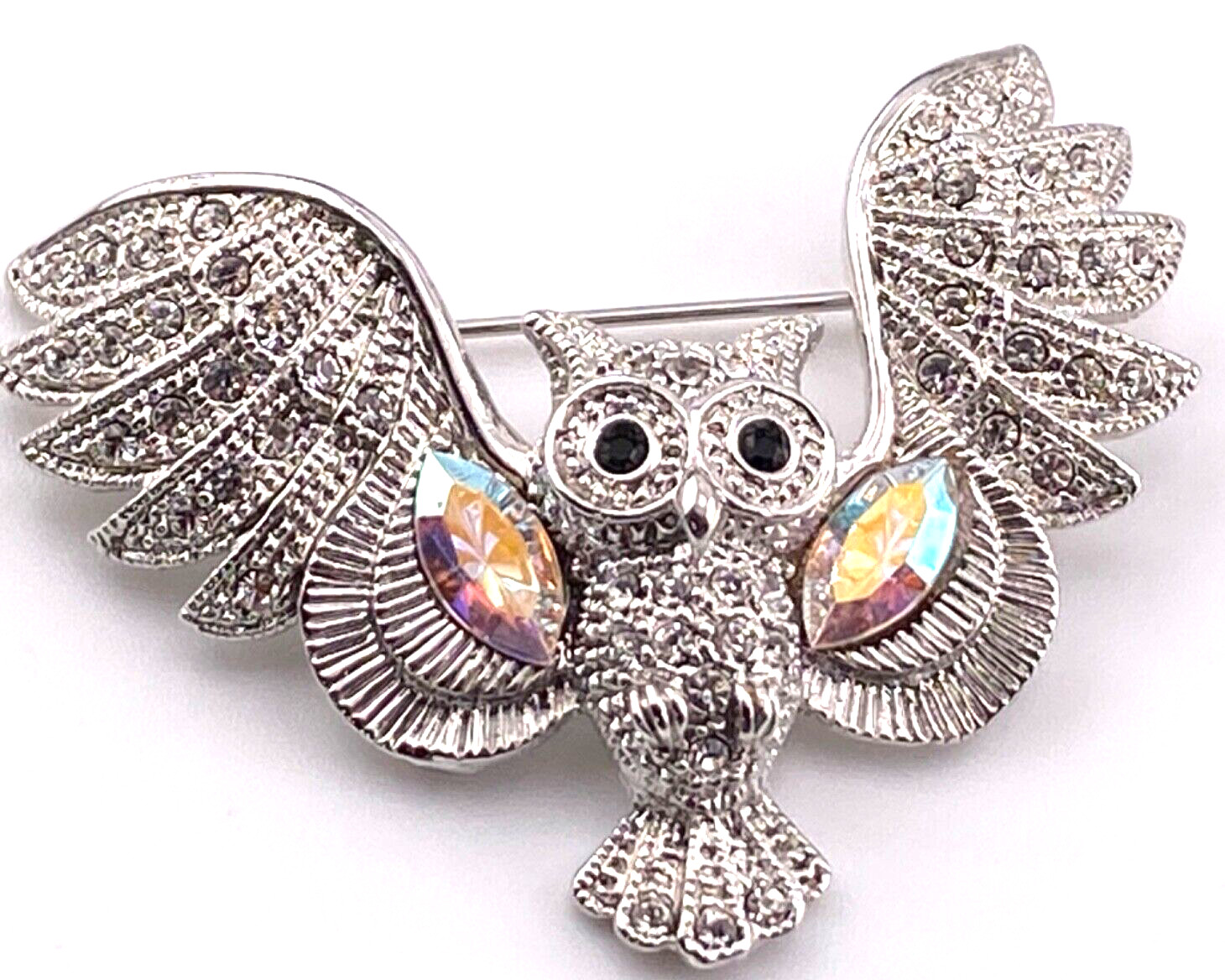 Spectacular Rhinestone 2” Sparkling Owl Brooch Pin 004-172