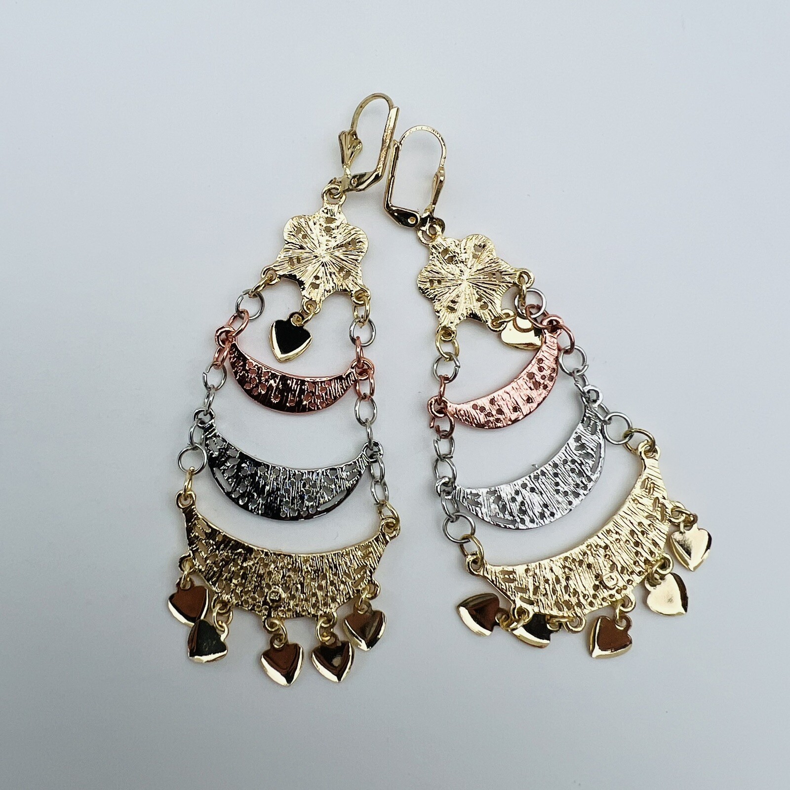 Chandelier Tricolor (White Pink Gold) Plated Fashion Earrings for All Occasions