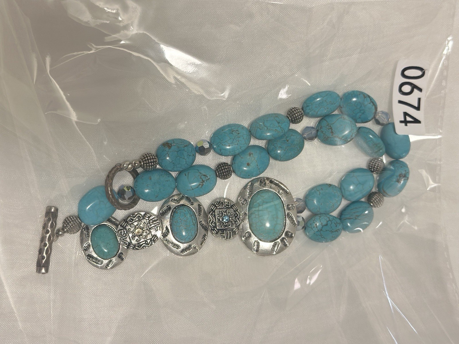Erica Lyons Women Semi Precious Stone Necklace Long Silver Tone Chain