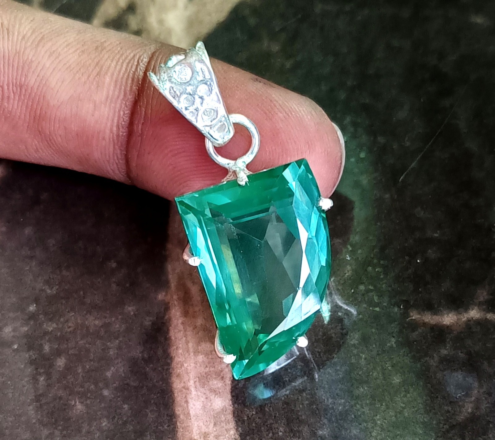 Certified 39.25 Natural Paraiba Tourmaline 925 Silver Pendant Loose Gemstone
