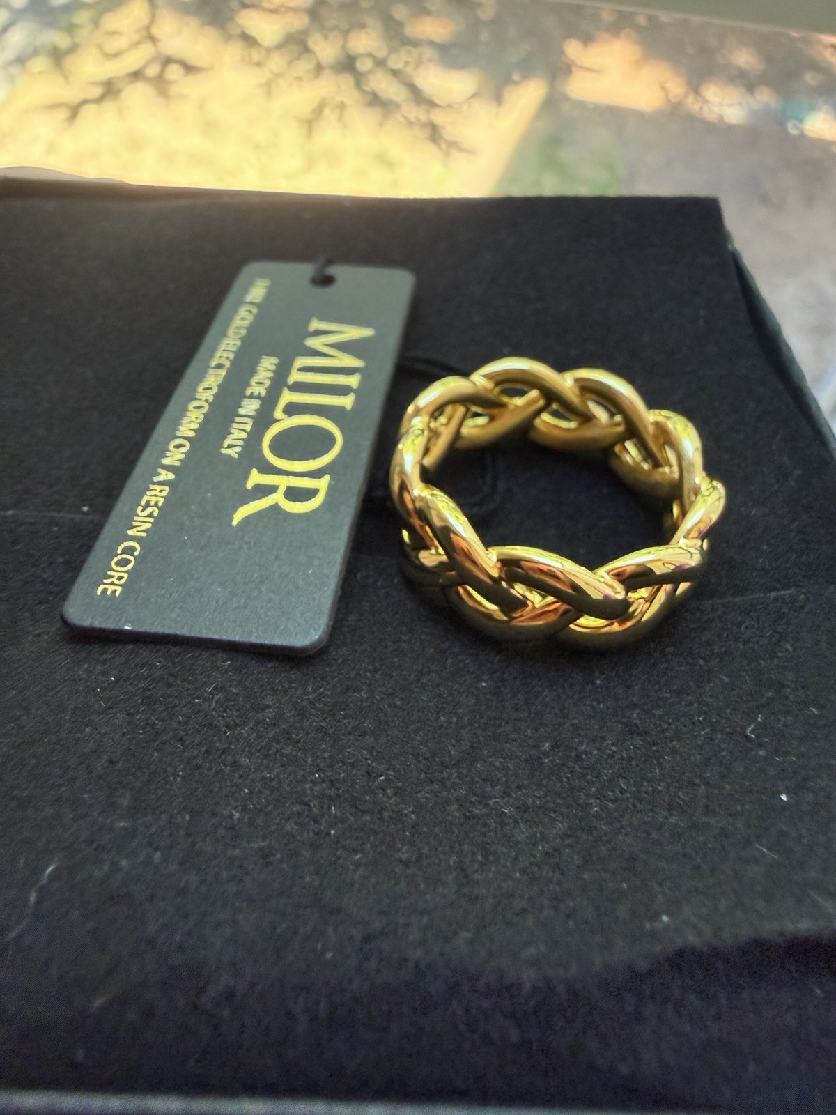 Milor 14K Gold Electroform Resin Core Chain Link Band Ring Size 7 Italy